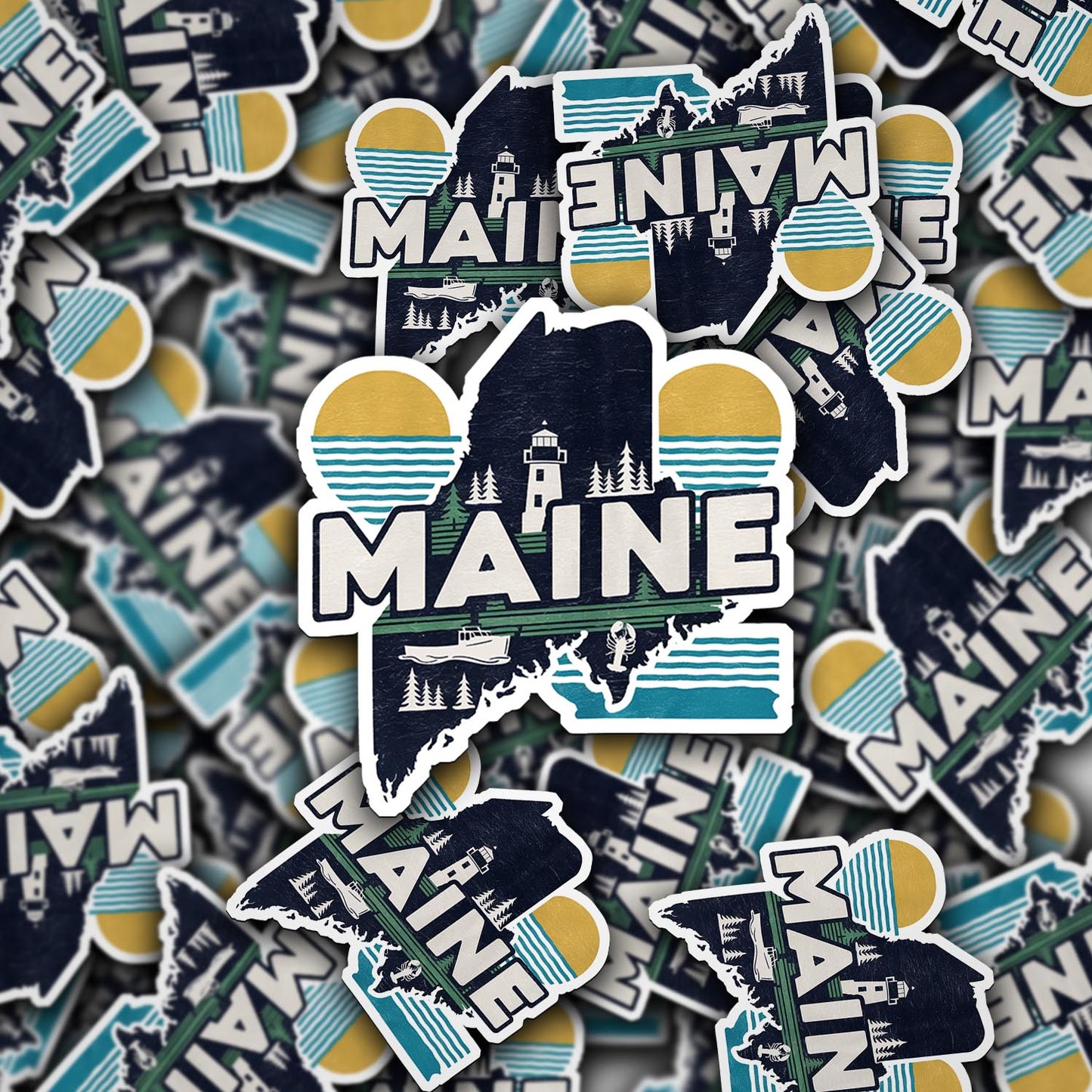 Retro Vinyl State Sticker - Maine