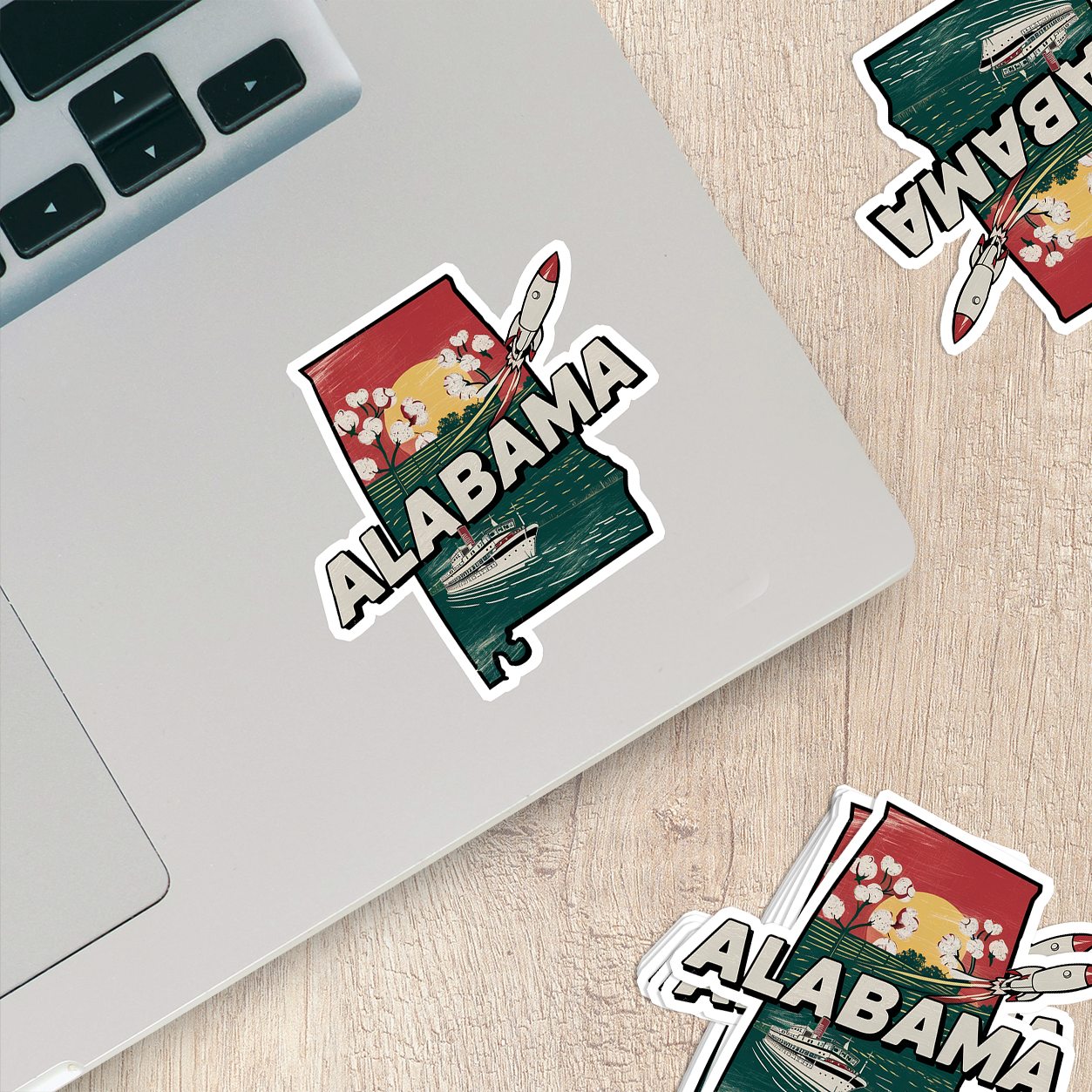 Retro Vinyl State Sticker - Alabama