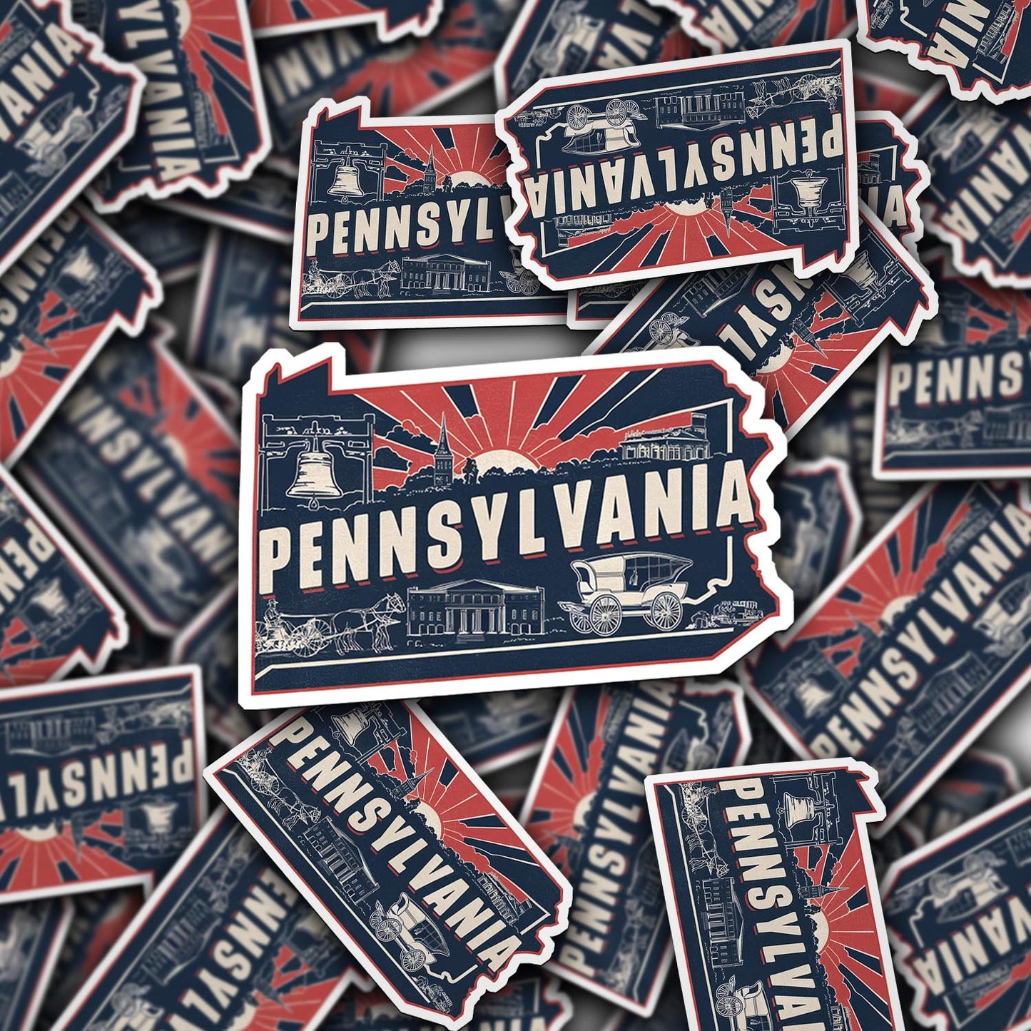 Retro Vinyl State Sticker - Pennsylvania