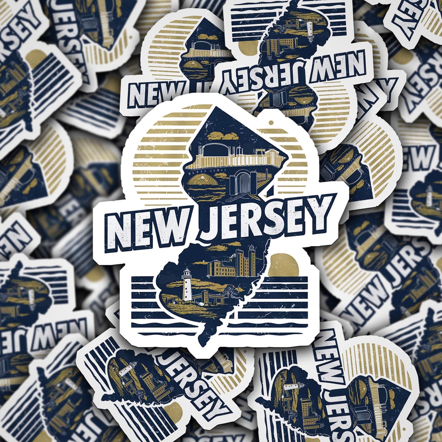 Retro Vinyl State Sticker - New Jersey