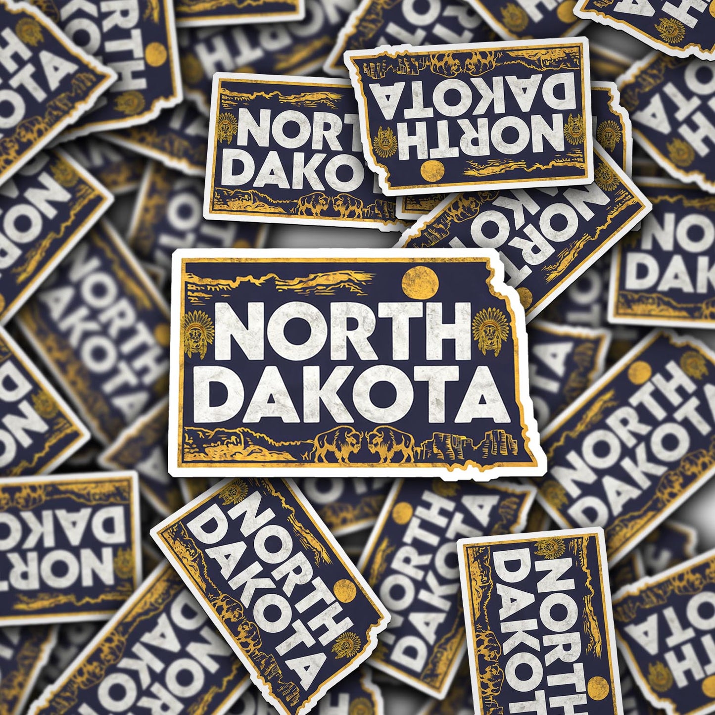 Retro Vinyl State Sticker - North Dakota