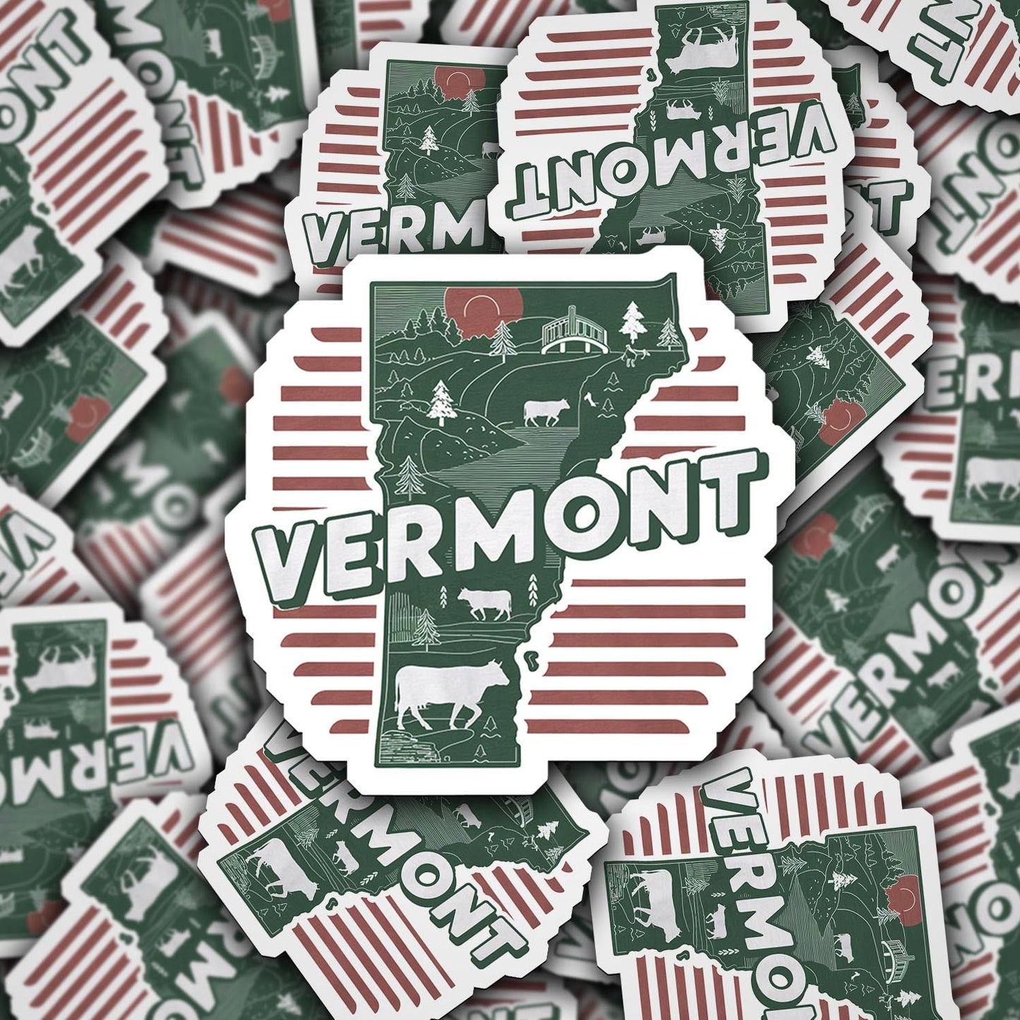 Retro Vinyl State Sticker - Vermont