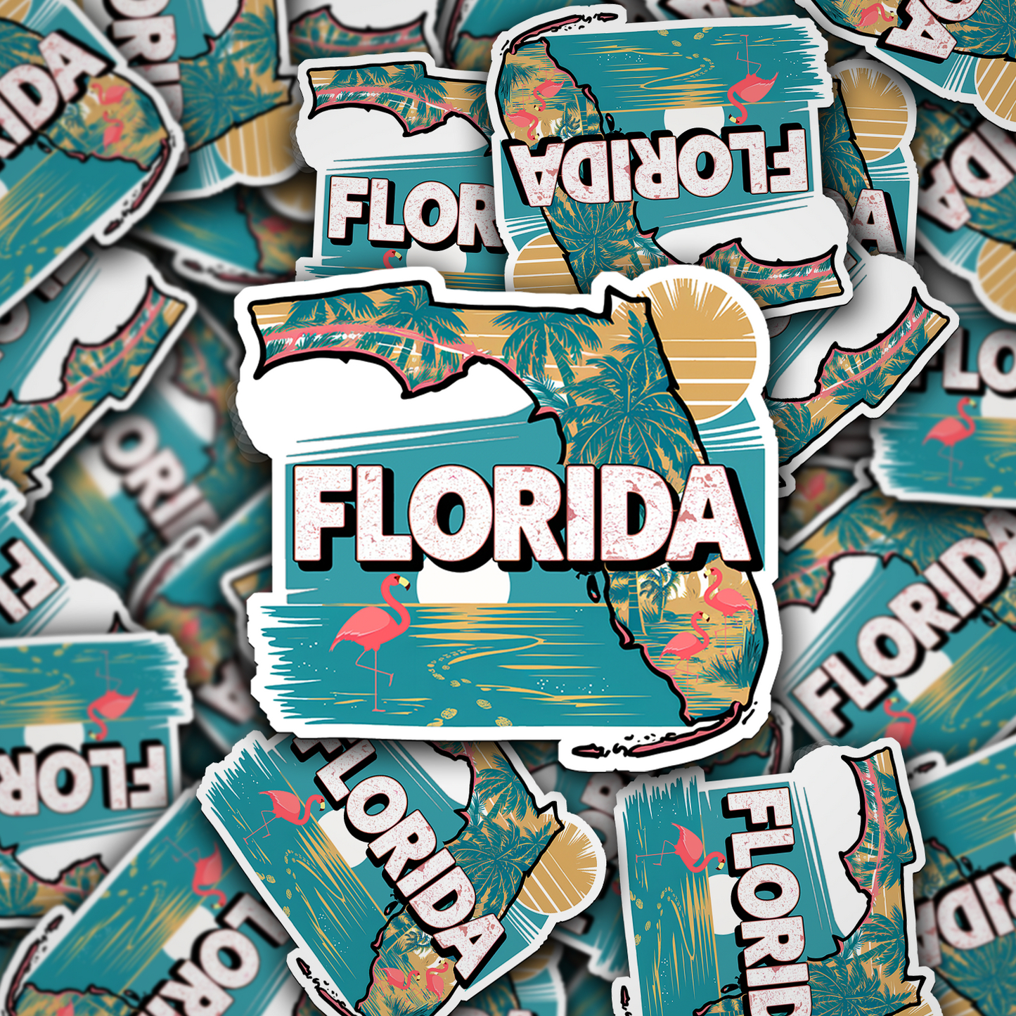 Retro Vinyl State Sticker - Florida