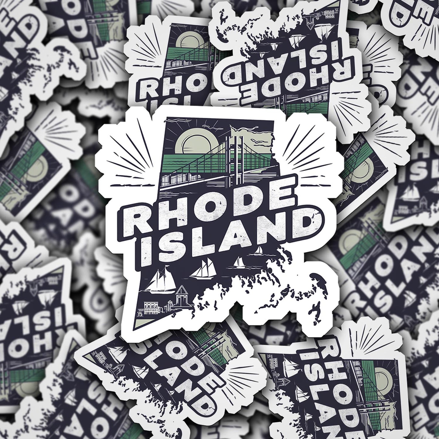 Retro Vinyl State Sticker - Rhoda Island