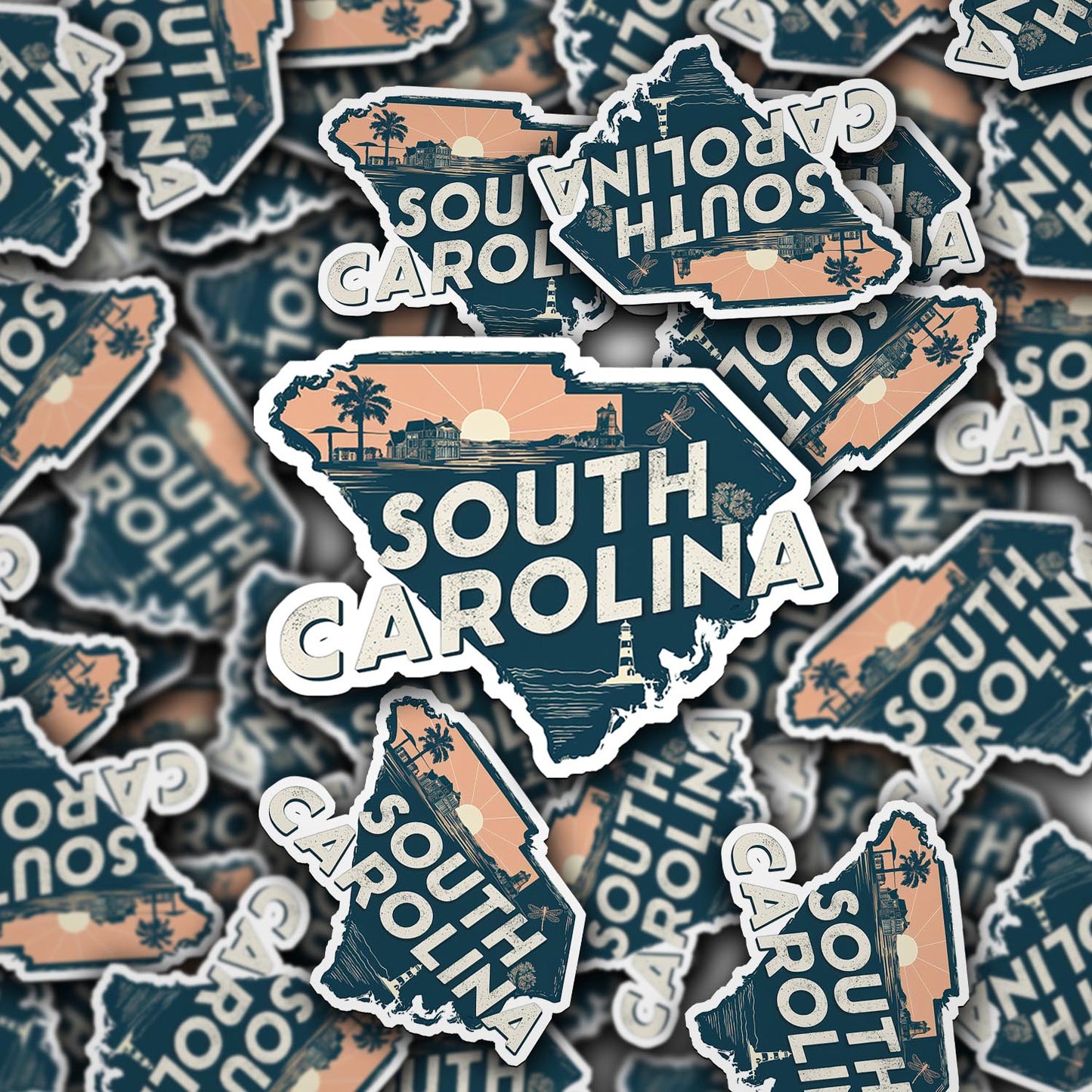 Retro Vinyl State Sticker - South Carolina