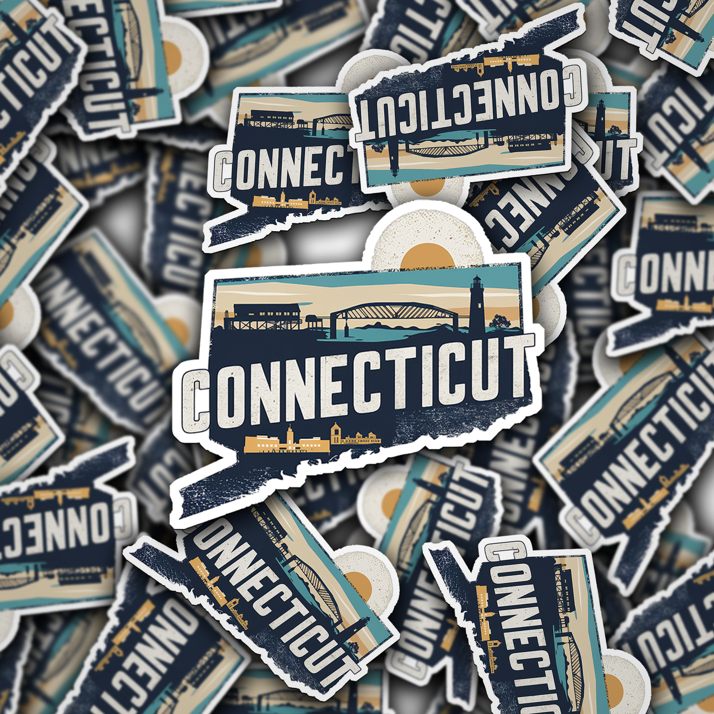 Retro Vinyl State Sticker - Connecticut