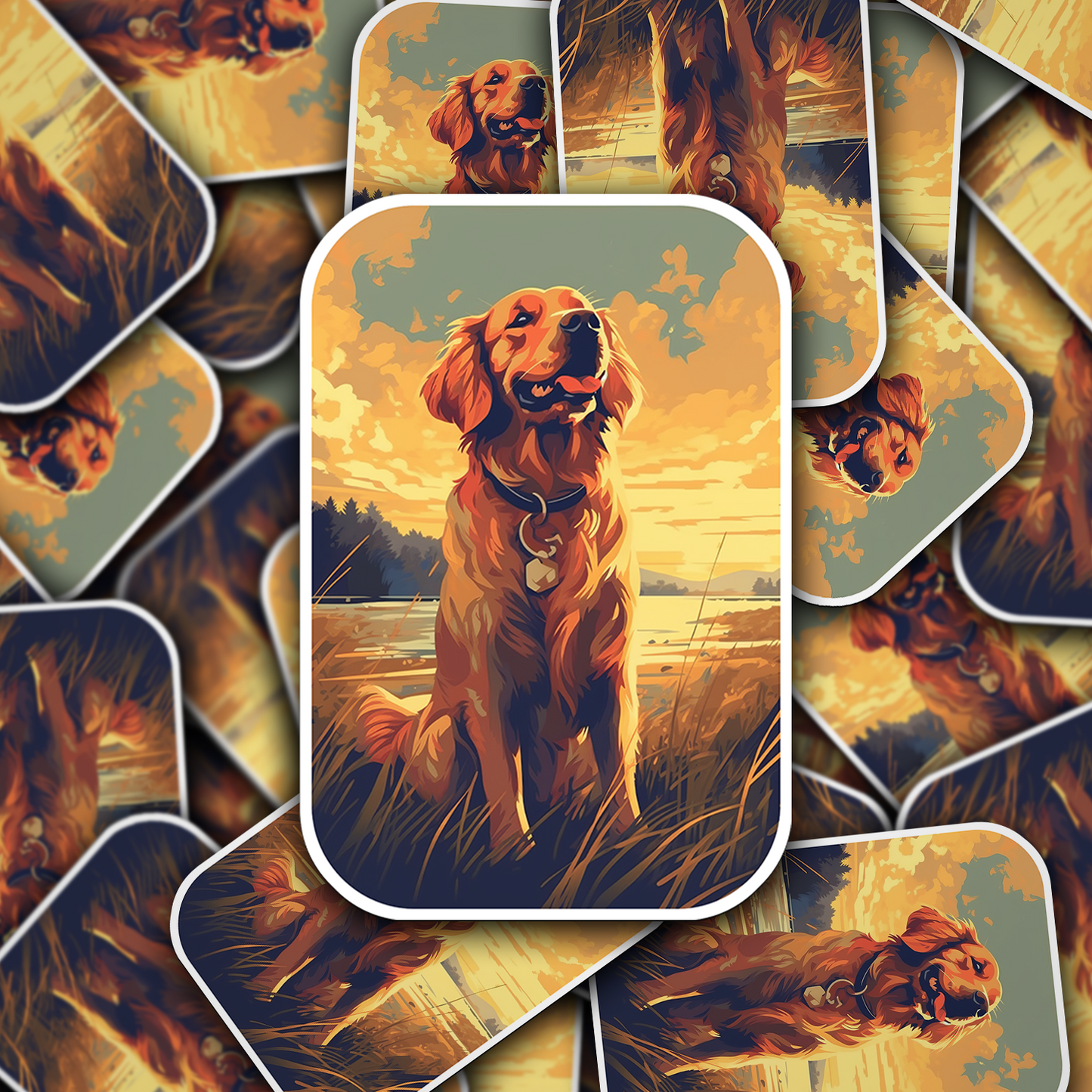 Golden Retriever Vinyl Sticker - Bring Home the Joy of a Golden Friend