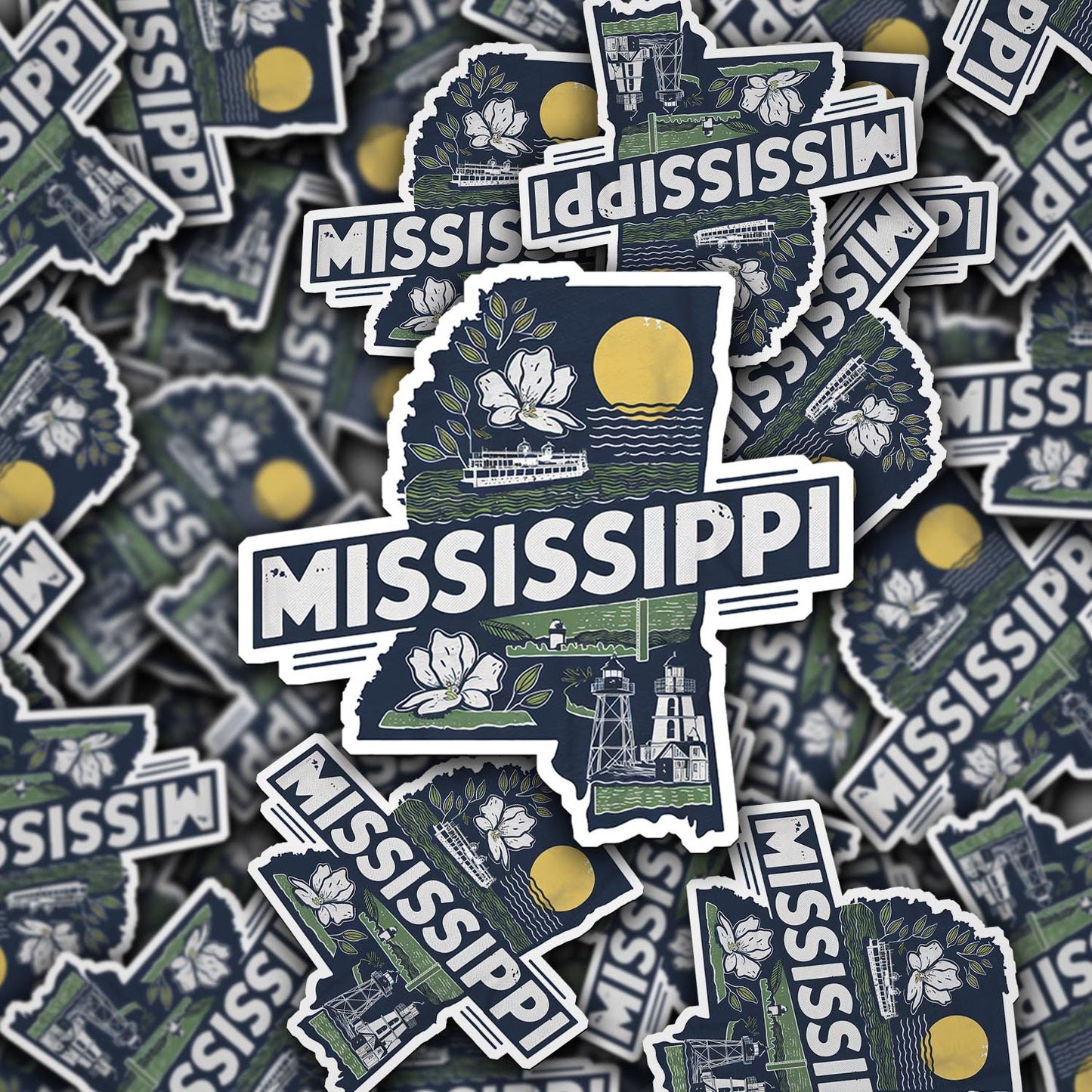 Retro Vinyl State Sticker - Mississippi