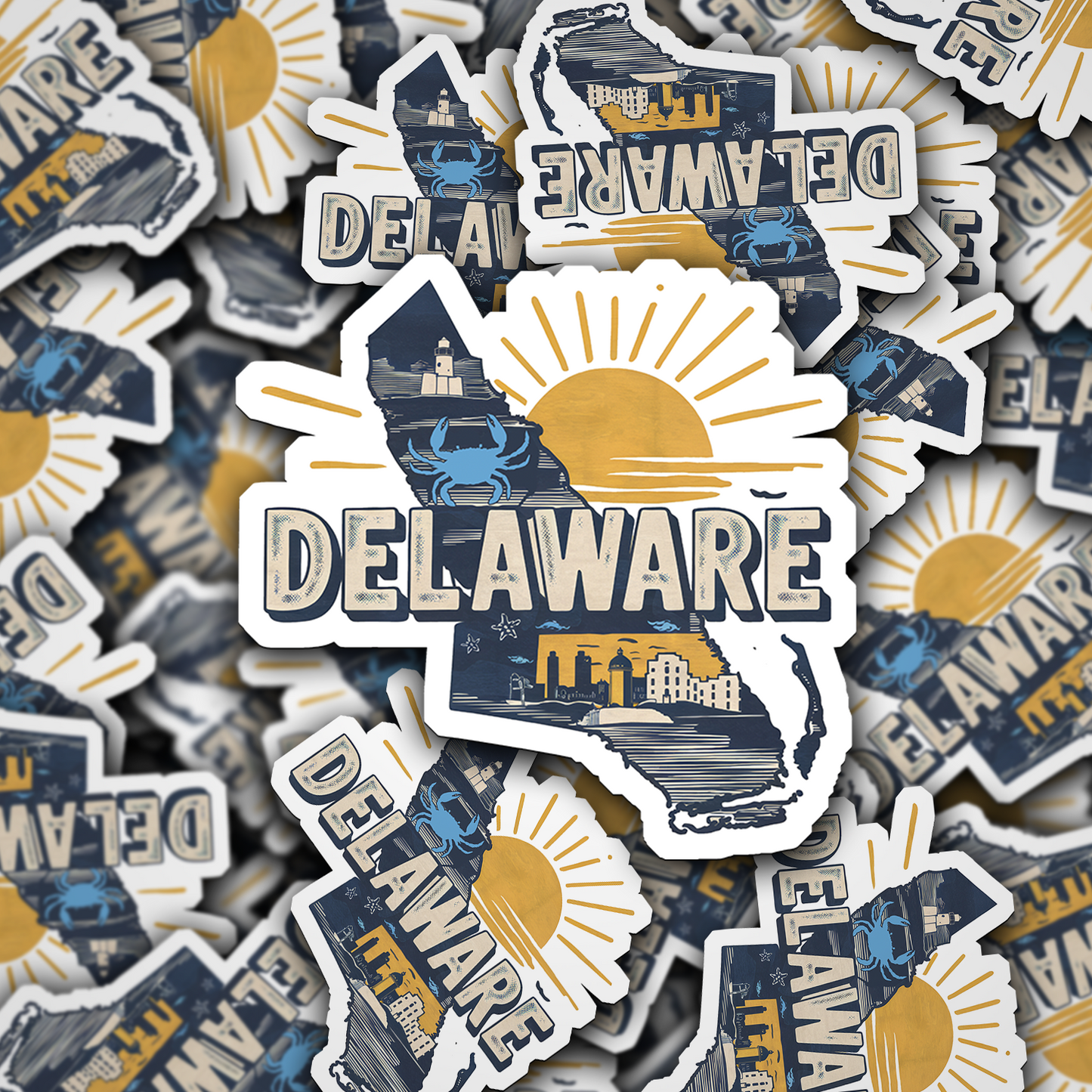 Retro Vinyl State Sticker - Delaware