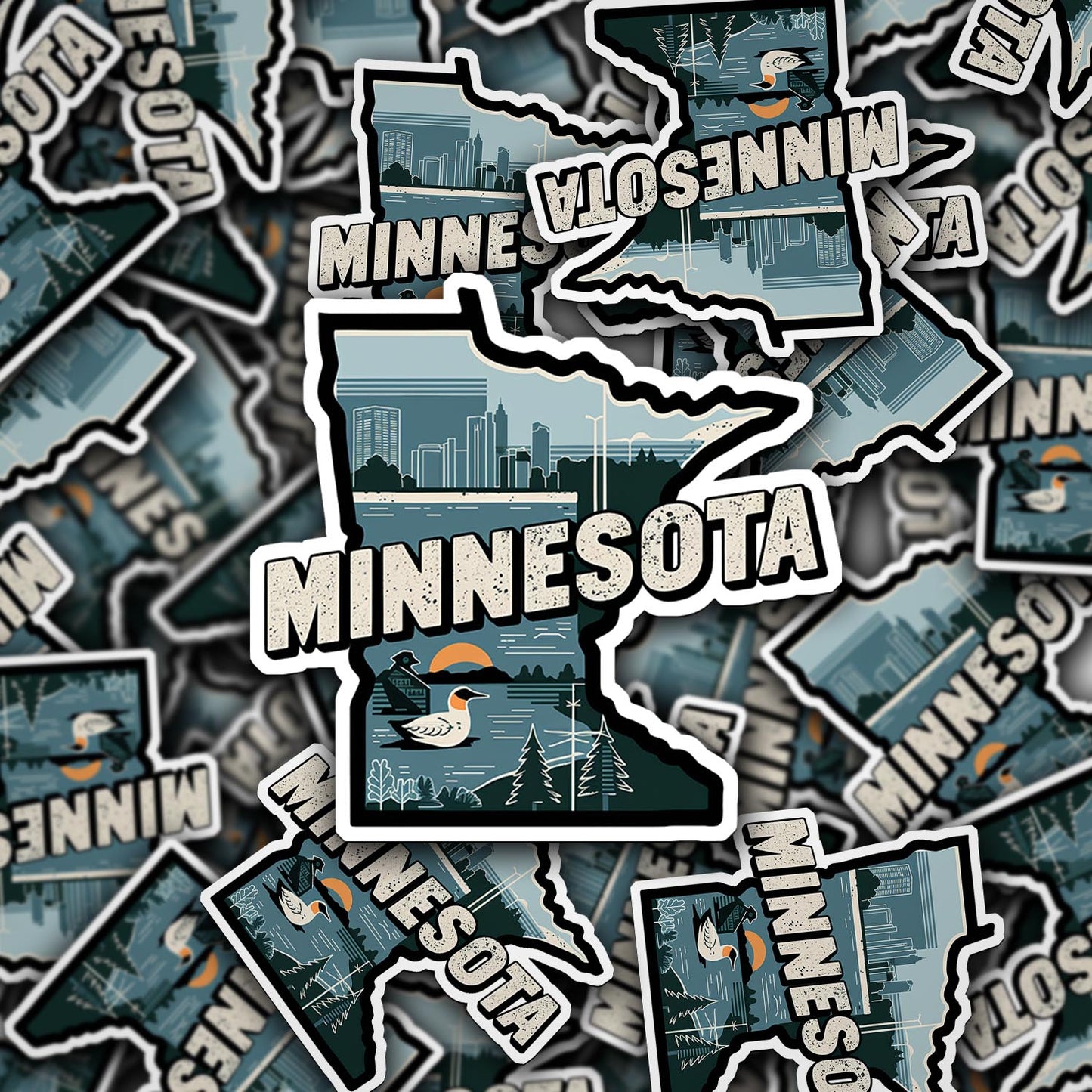 Retro Vinyl State Sticker - Minnesota