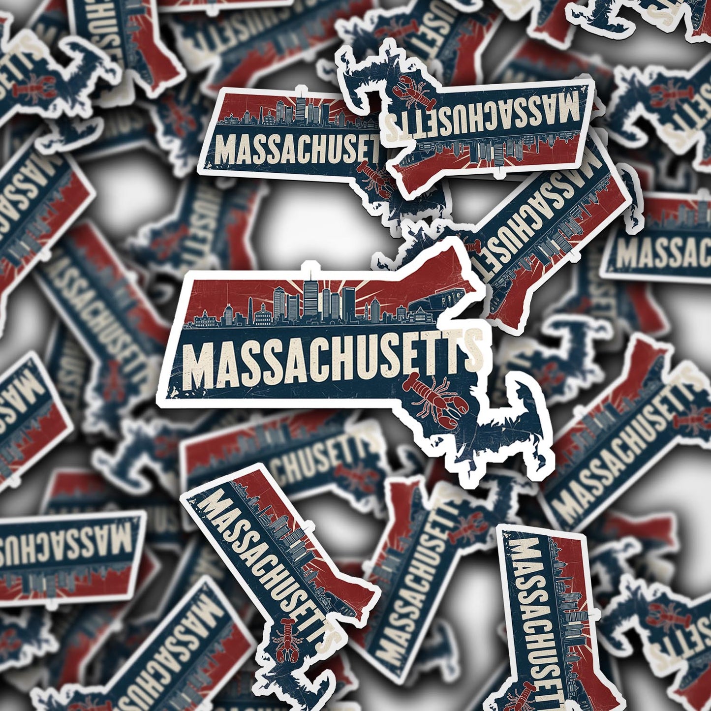 Retro Vinyl State Sticker - Massachusetts