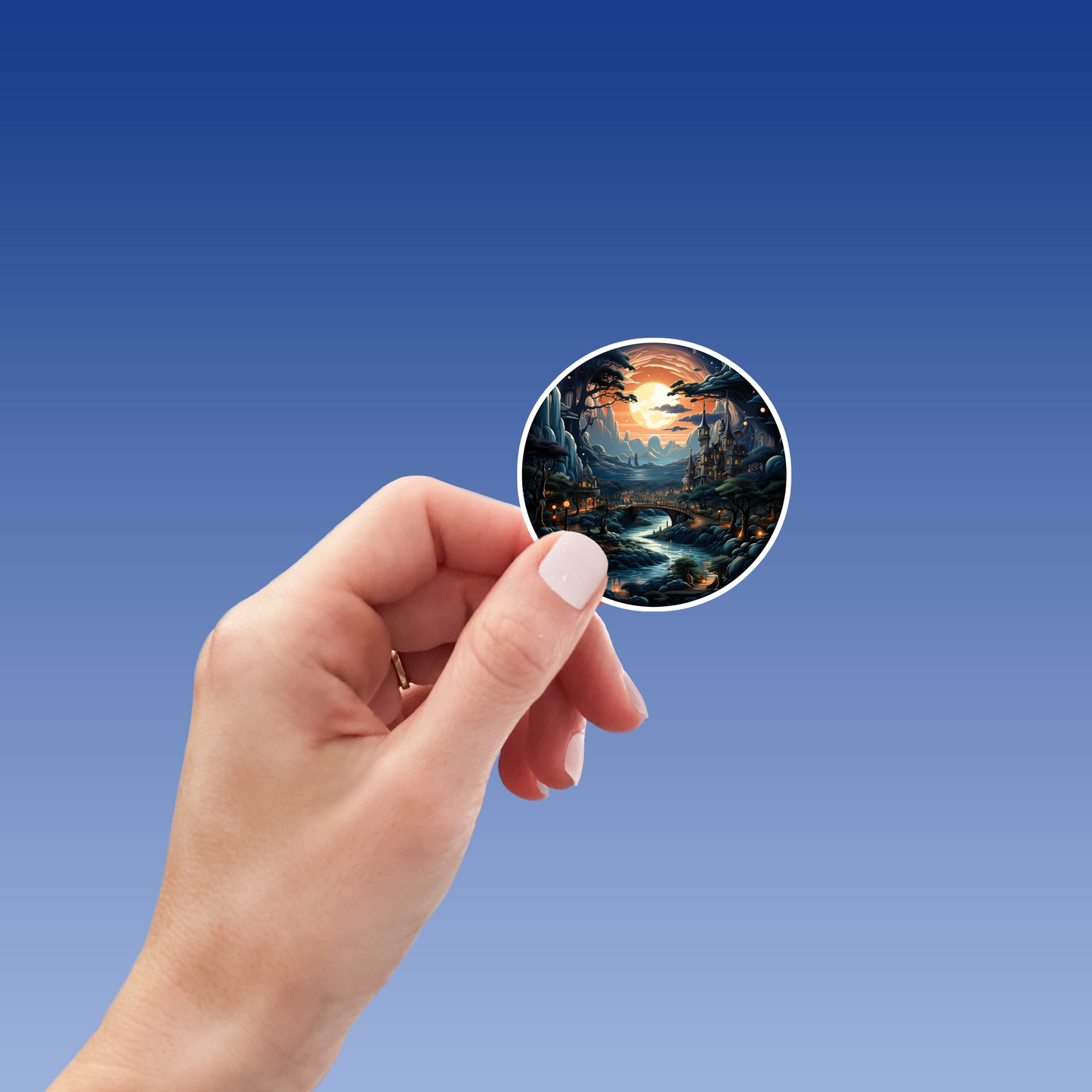 Steampunk Fantasy Landscape Sticker - Transport Yourself to a World of Adventure!