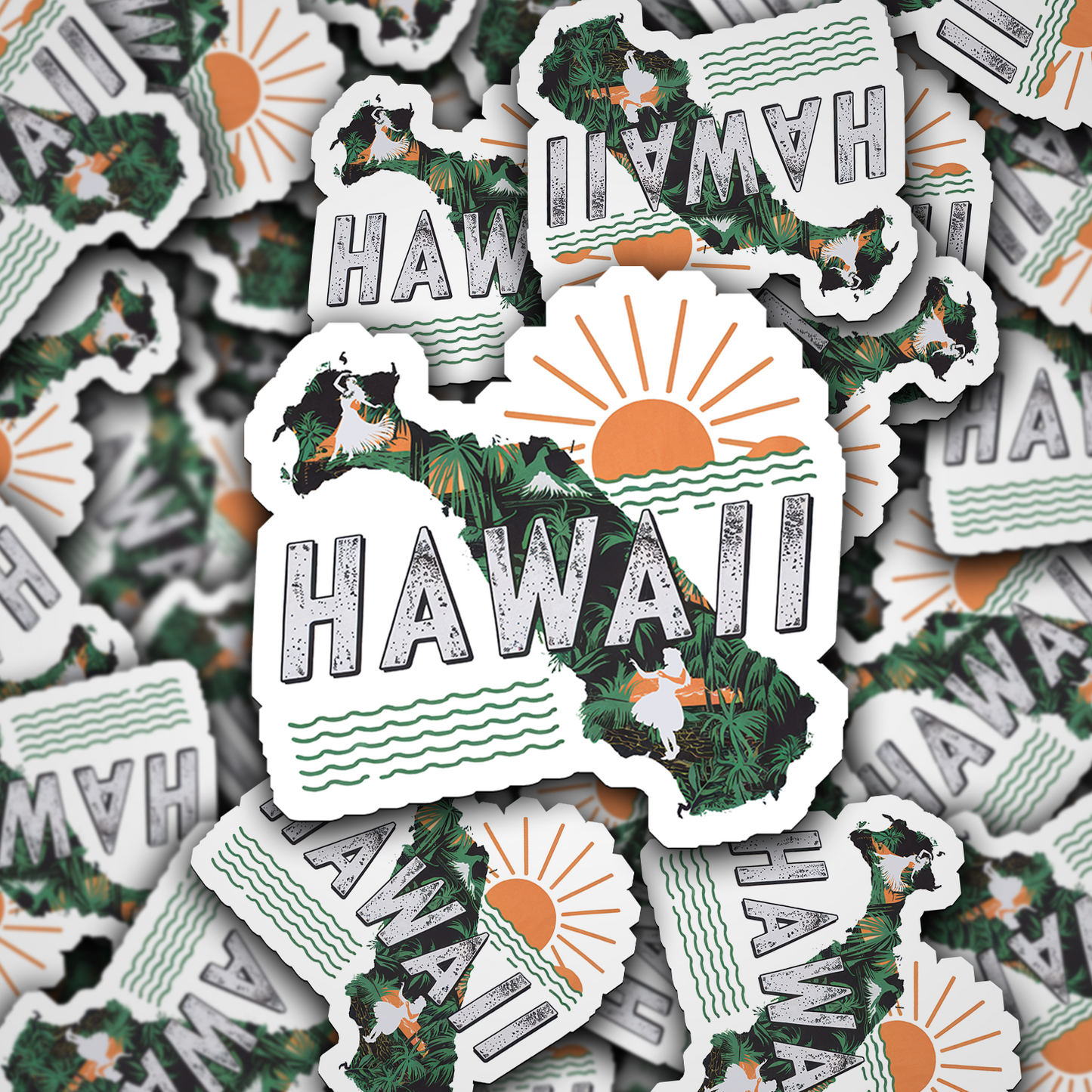 Retro Vinyl State Sticker - Hawaii