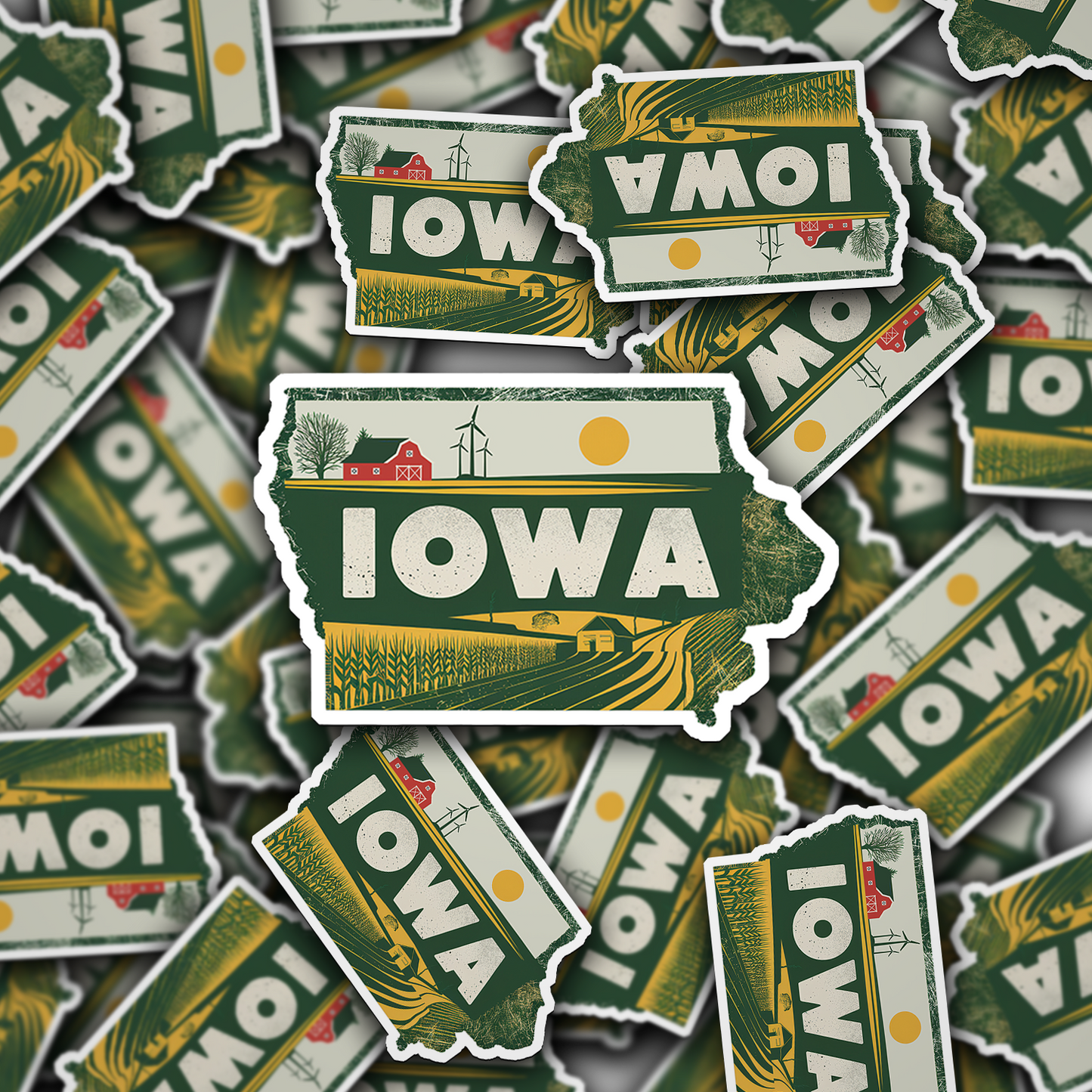 Retro Vinyl State Sticker - Iowa