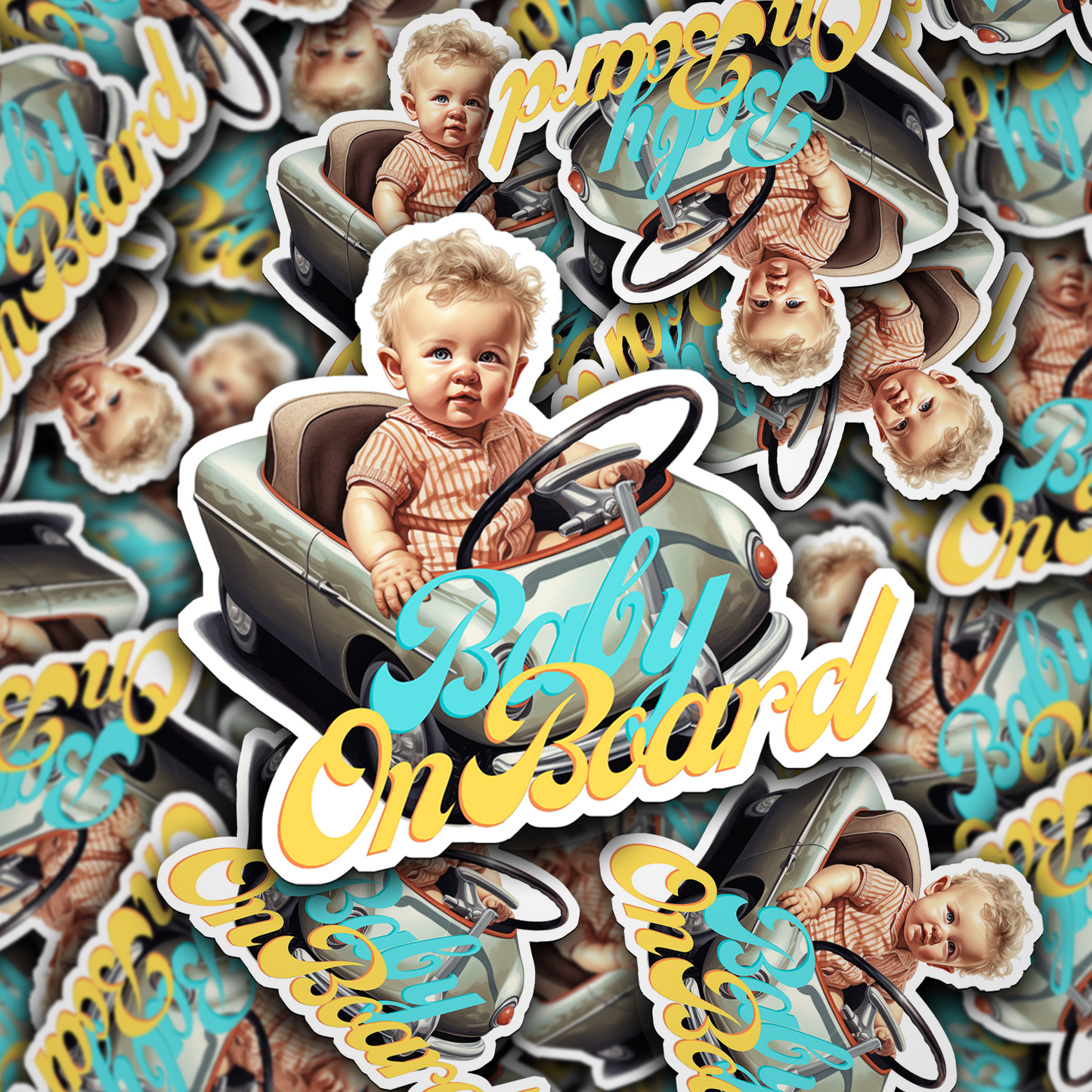 Colorful Baby On Board Vinyl Sticker