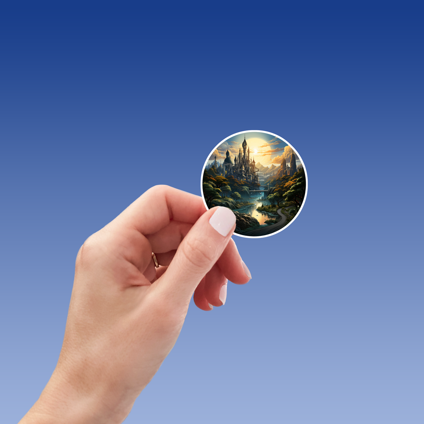 Steampunk Fantasy Landscape Sticker - Transport Yourself to a World of Adventure!