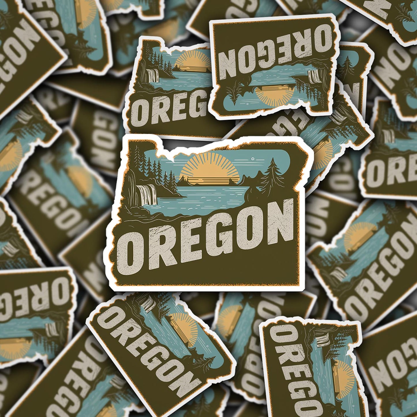 Retro Vinyl State Sticker - Oregon