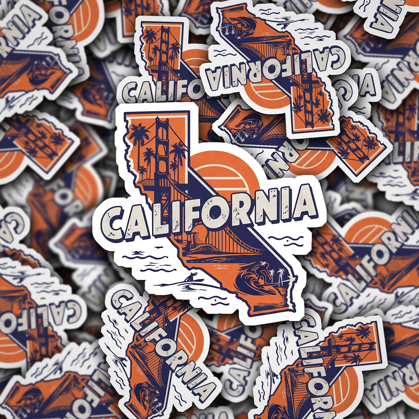 Retro Vinyl State Sticker - California