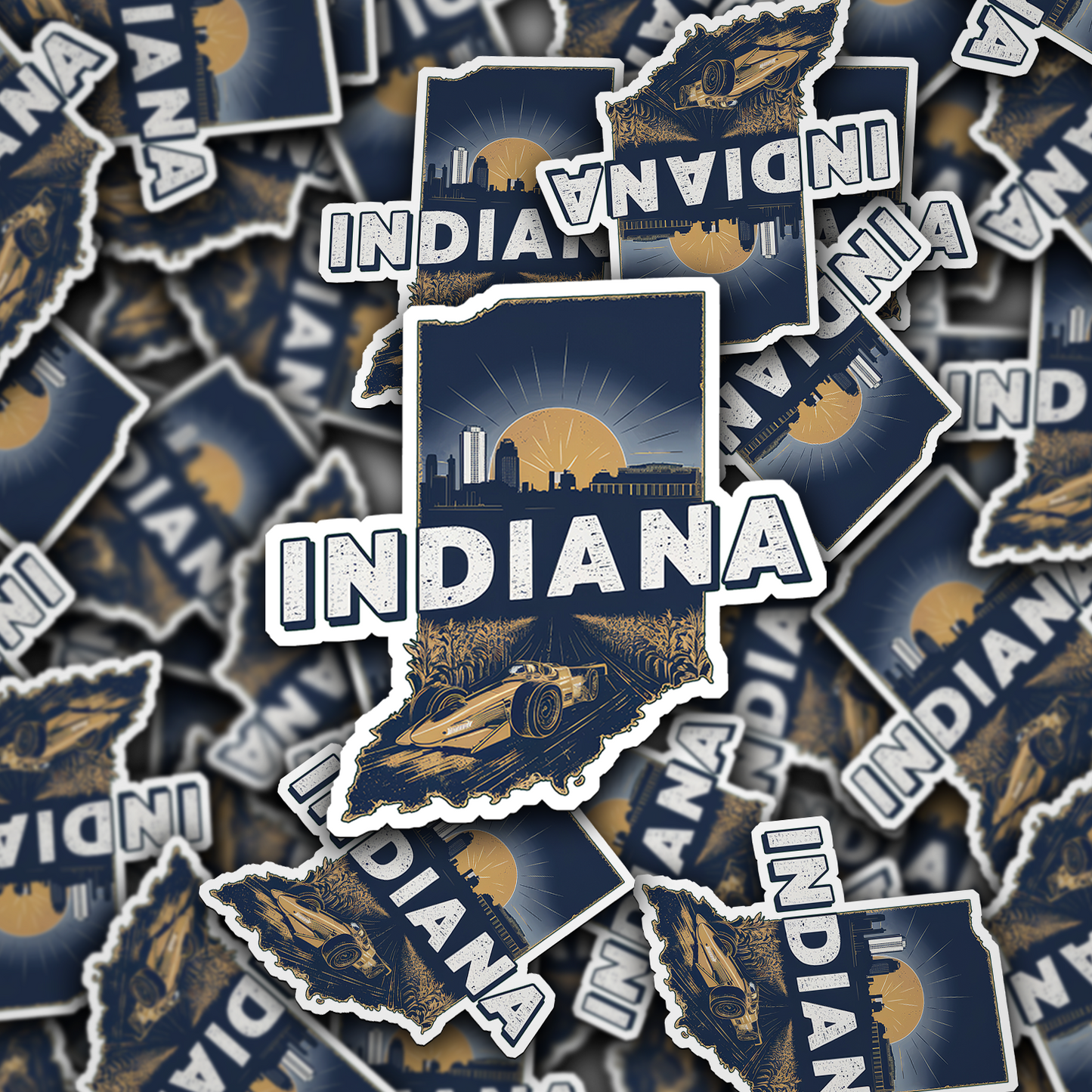 Retro Vinyl State Sticker - Indiana