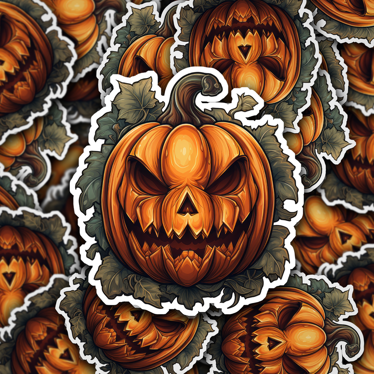 Jack-o'-Lantern Vinyl Sticker - Unleash the Frightful Spirit