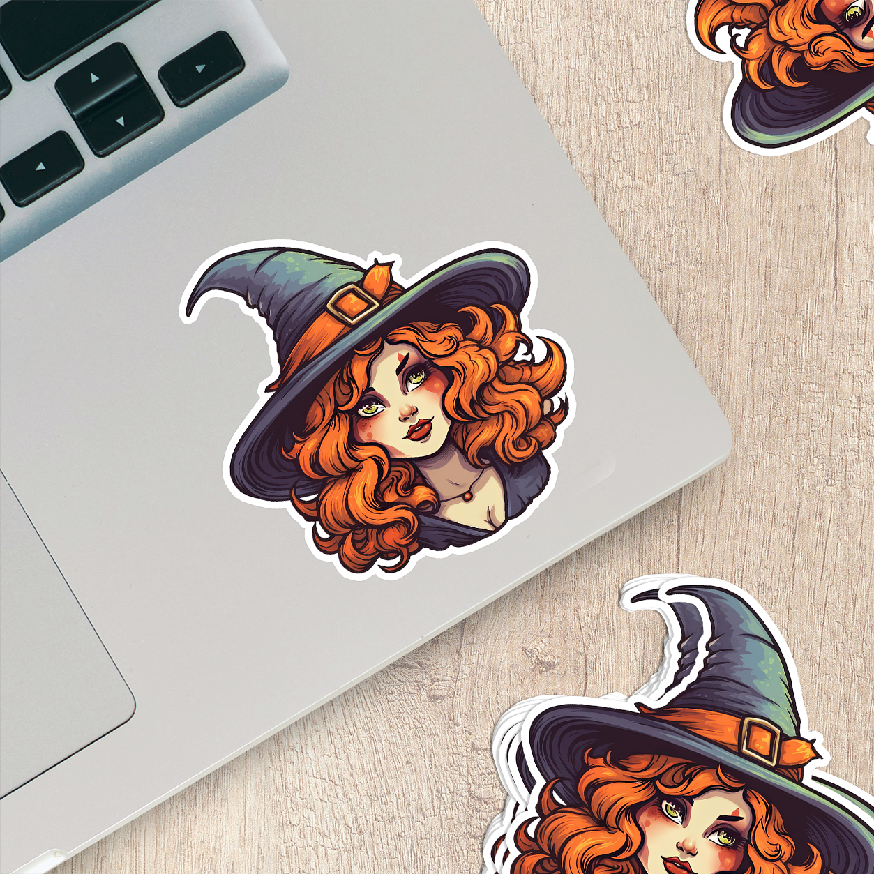 Red Hair Witch Vinyl Sticker - Mystical Beauty for Your Gear