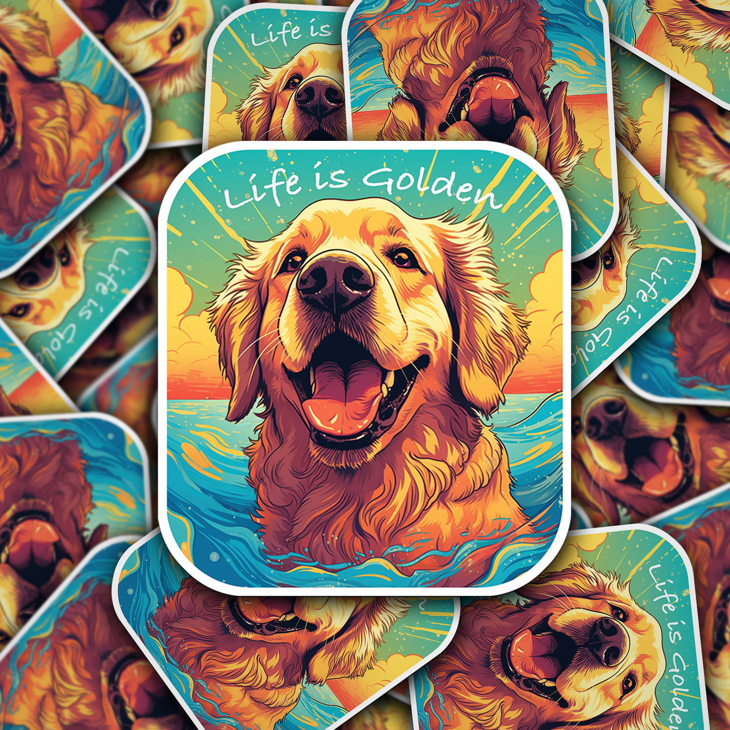 Golden Retriever Vinyl Sticker - Bring Home the Joy of a Golden Friend