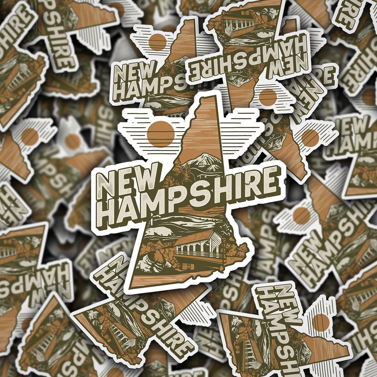 Retro Vinyl State Sticker - New Hampshire