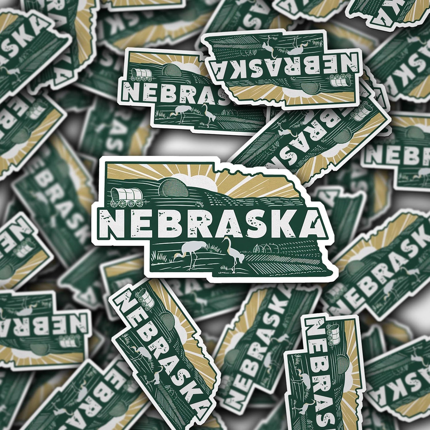 Retro Vinyl State Sticker - Nebraska