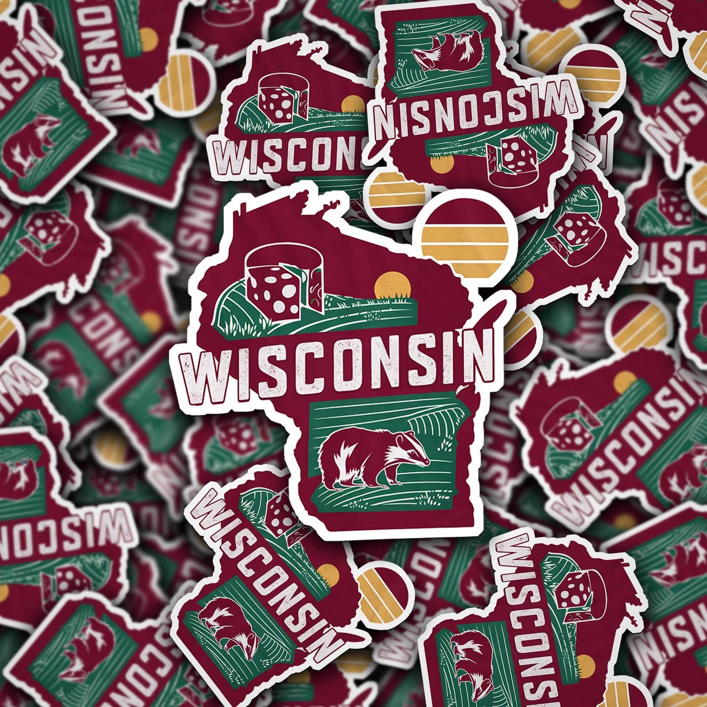 Retro Vinyl State Sticker - Wisconsin