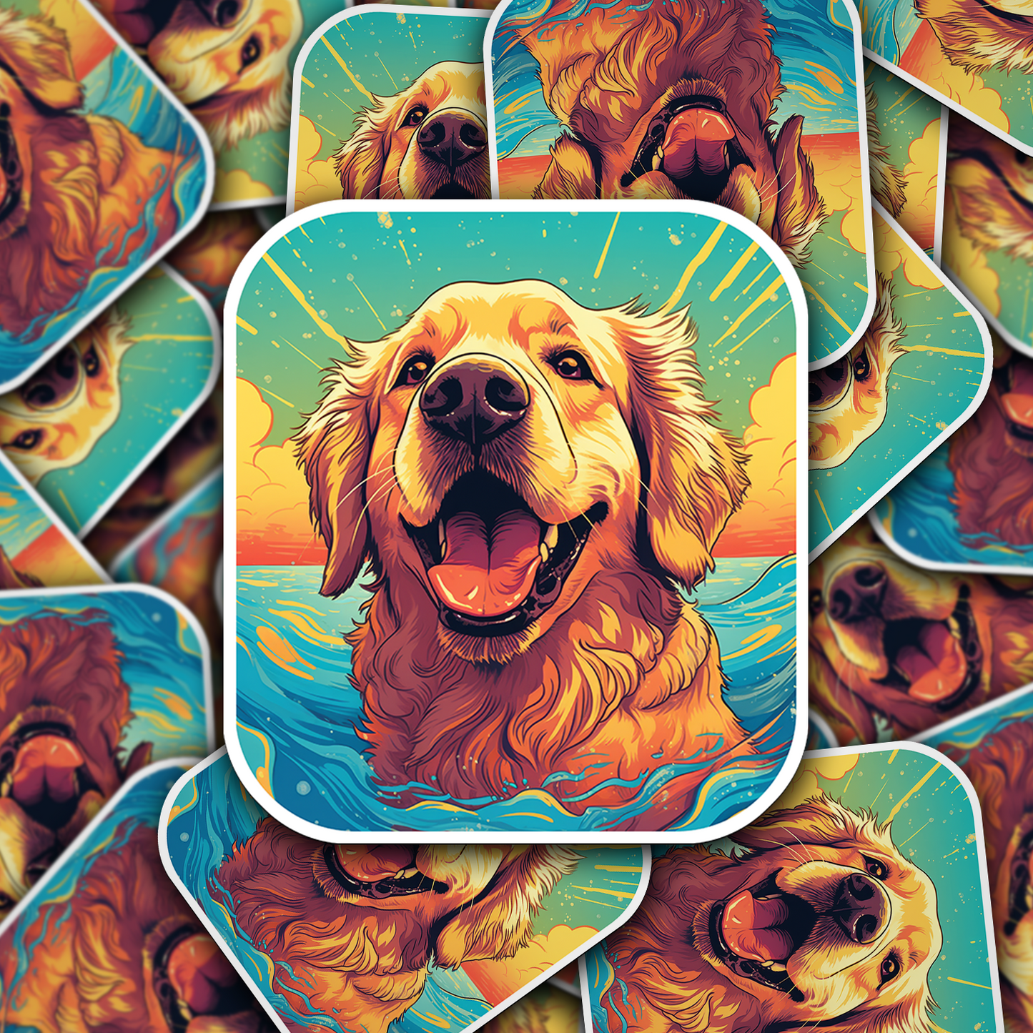 Golden Retriever Vinyl Sticker - Bring Home the Joy of a Golden Friend