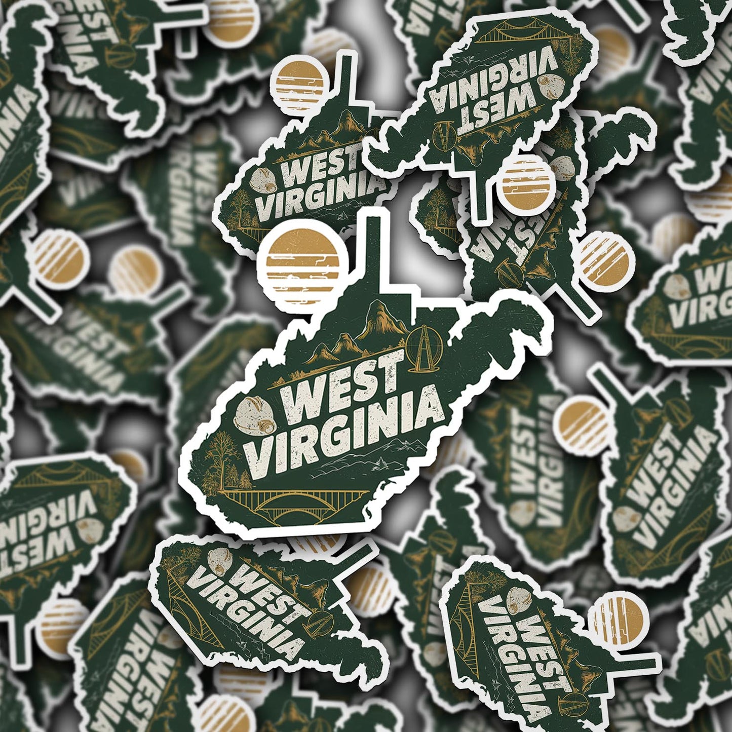 Retro Vinyl State Sticker - West Virginia