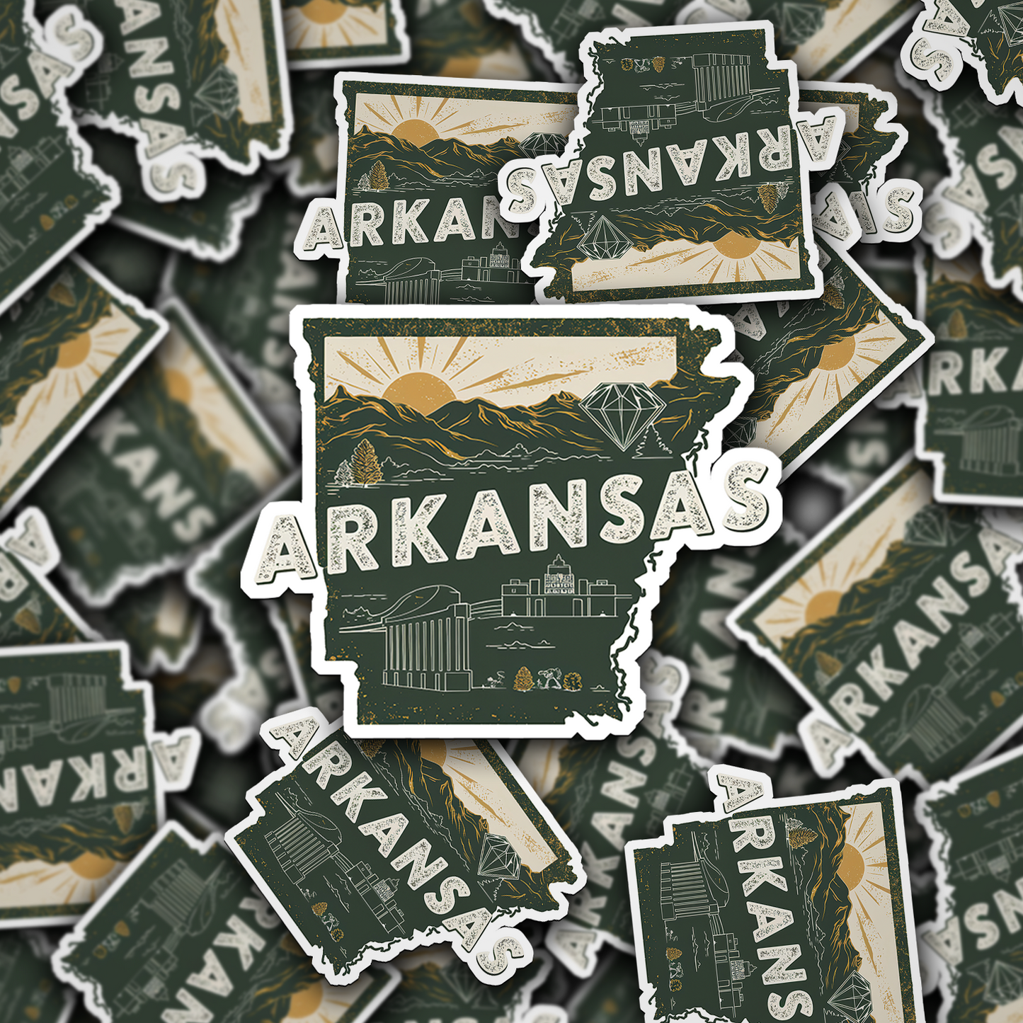 Retro Vinyl State Sticker - Arkansas