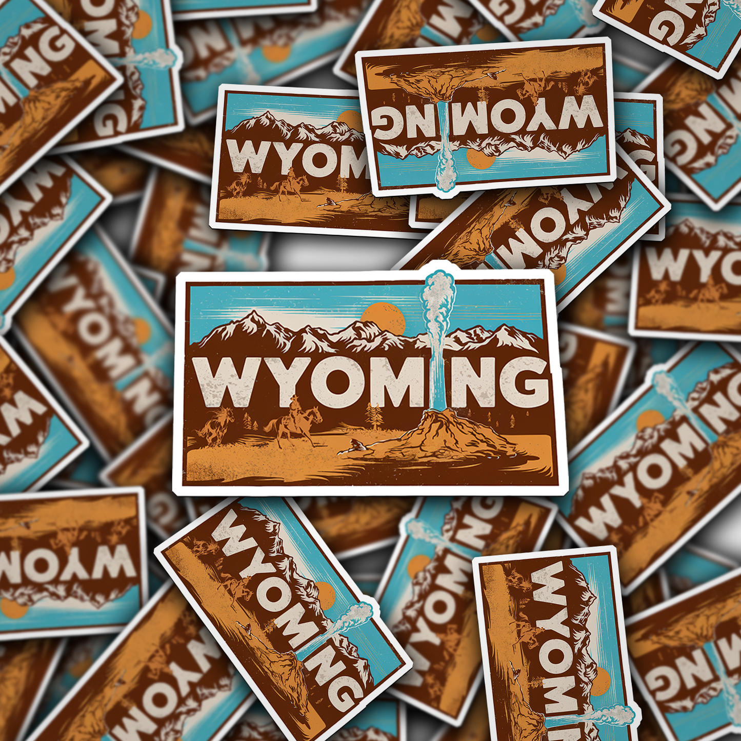 Retro Vinyl State Sticker - Wyoming