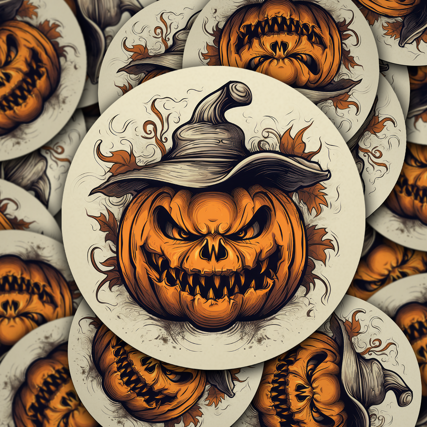 Scary Jack-o'-Lantern Vinyl Sticker - Unleash the Frightful Spirit