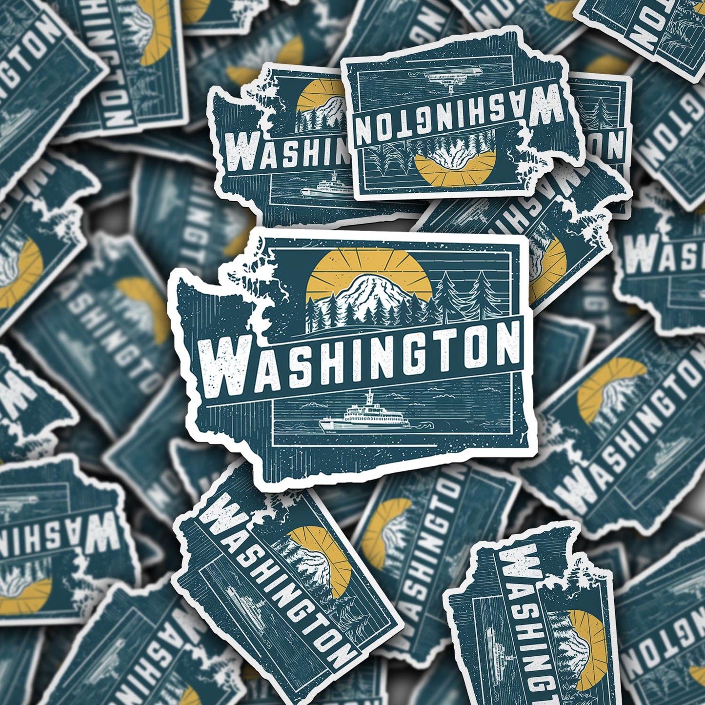 Retro Vinyl State Sticker - Washington