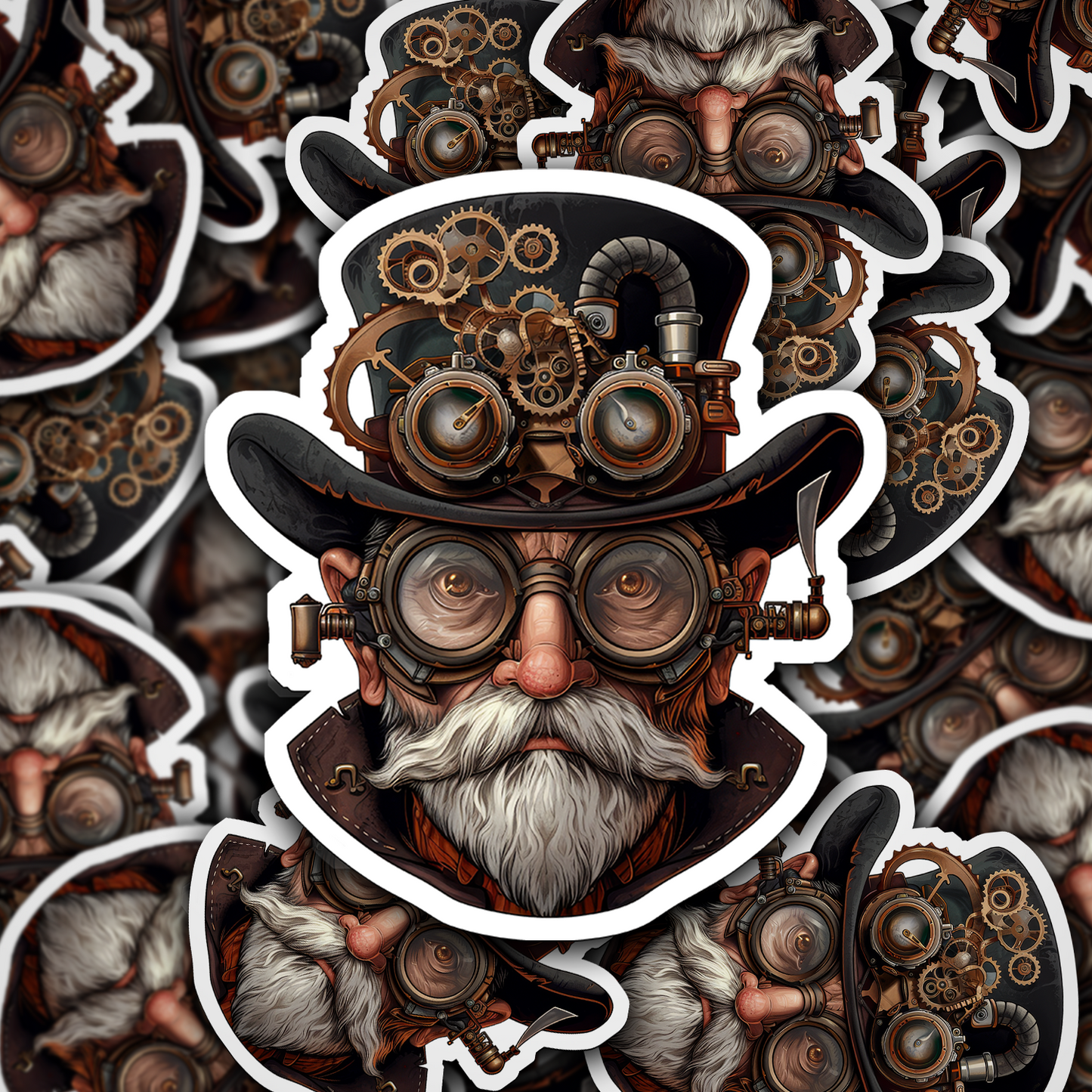 Victorian Steampunk Gentleman Vinyl Sticker - Retro Chic for Your Gear