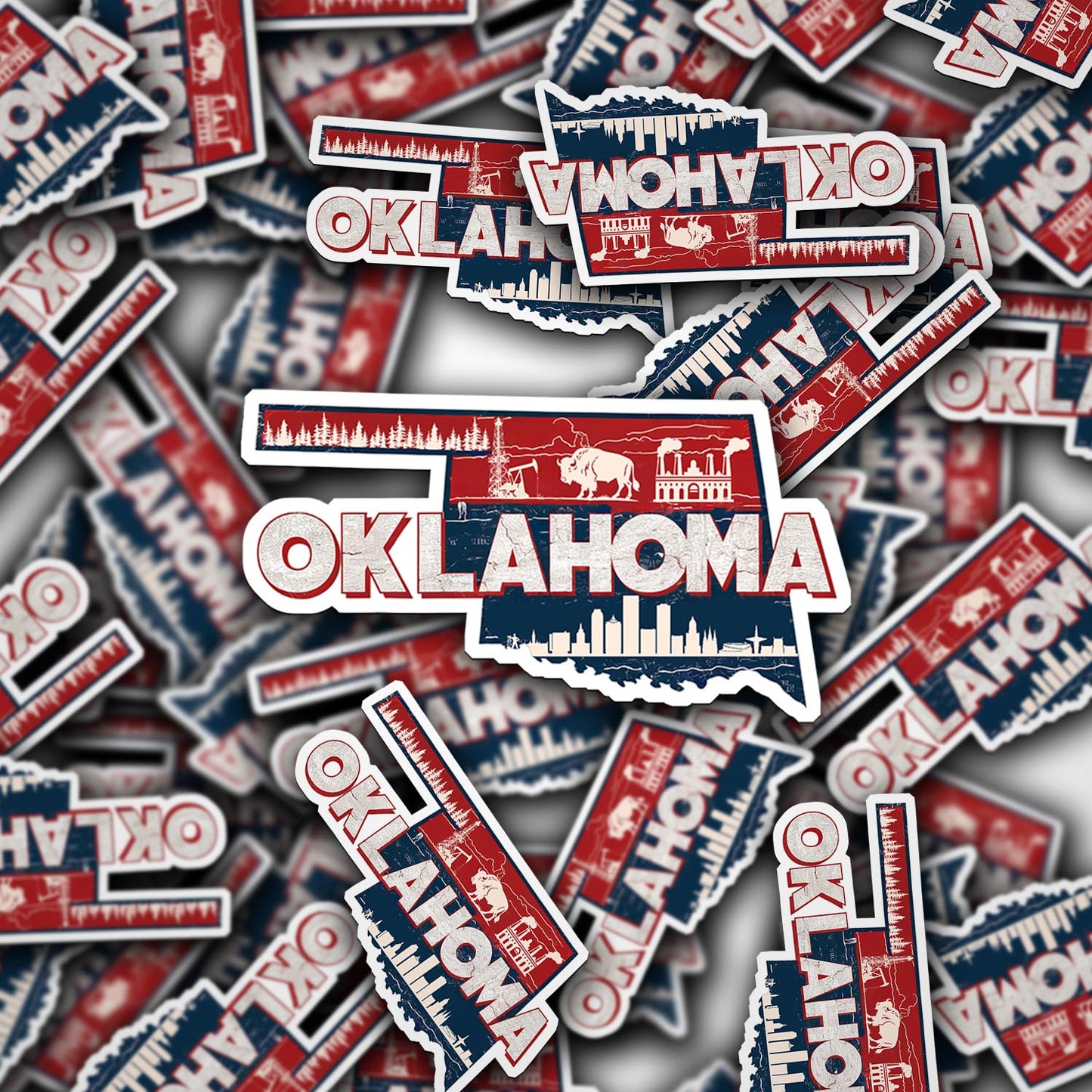 Retro Vinyl State Sticker - Oklahoma