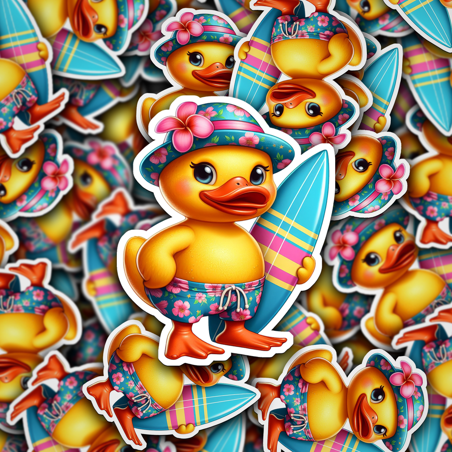 Surfer Rubber Duck Vinyl Sticker