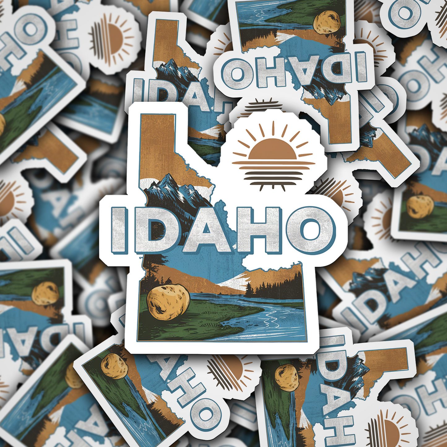 Retro Vinyl State Sticker - Idaho