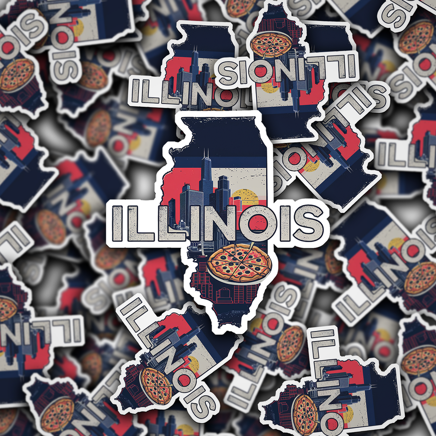 Retro Vinyl State Sticker - Illinois