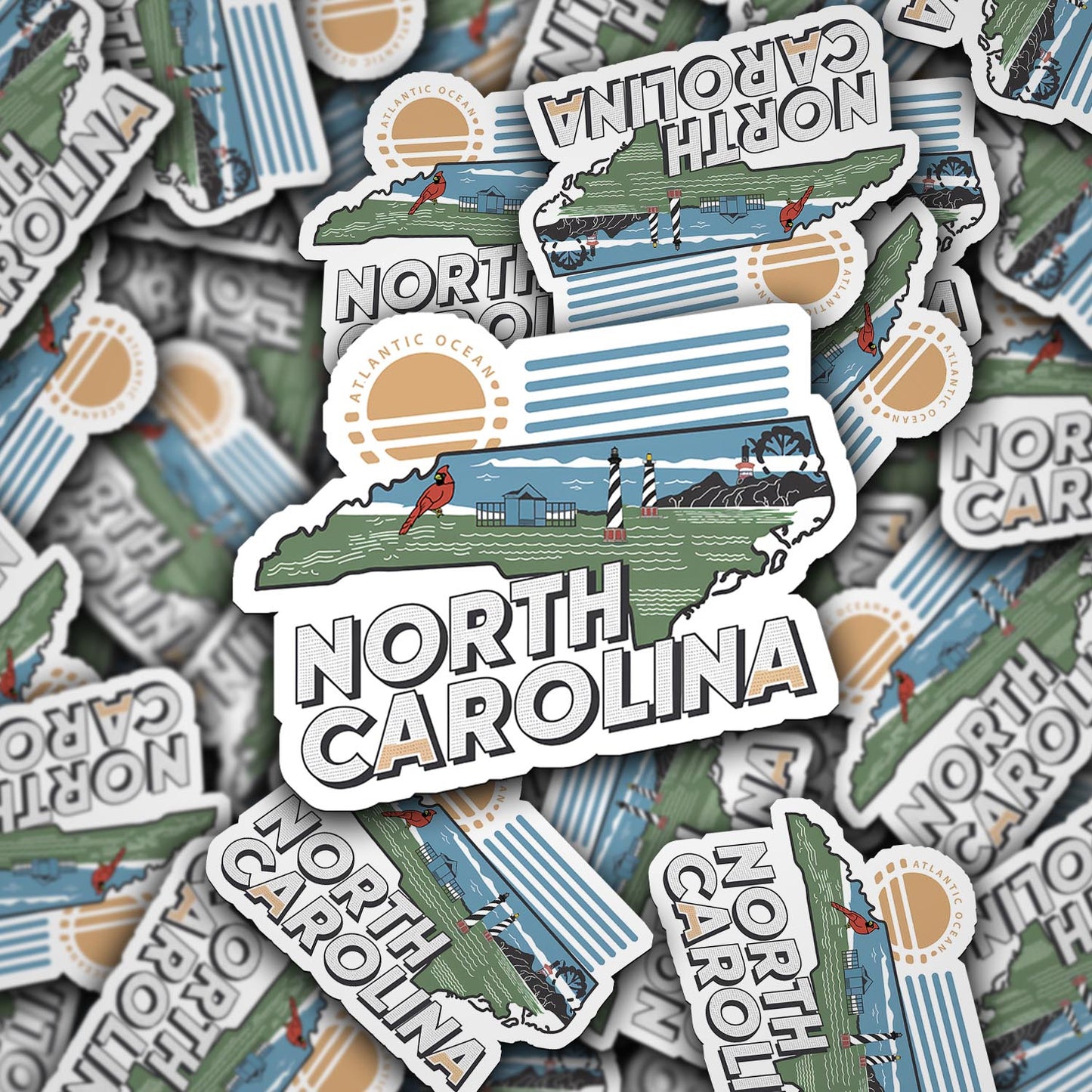 Retro Vinyl State Sticker - North Carolina