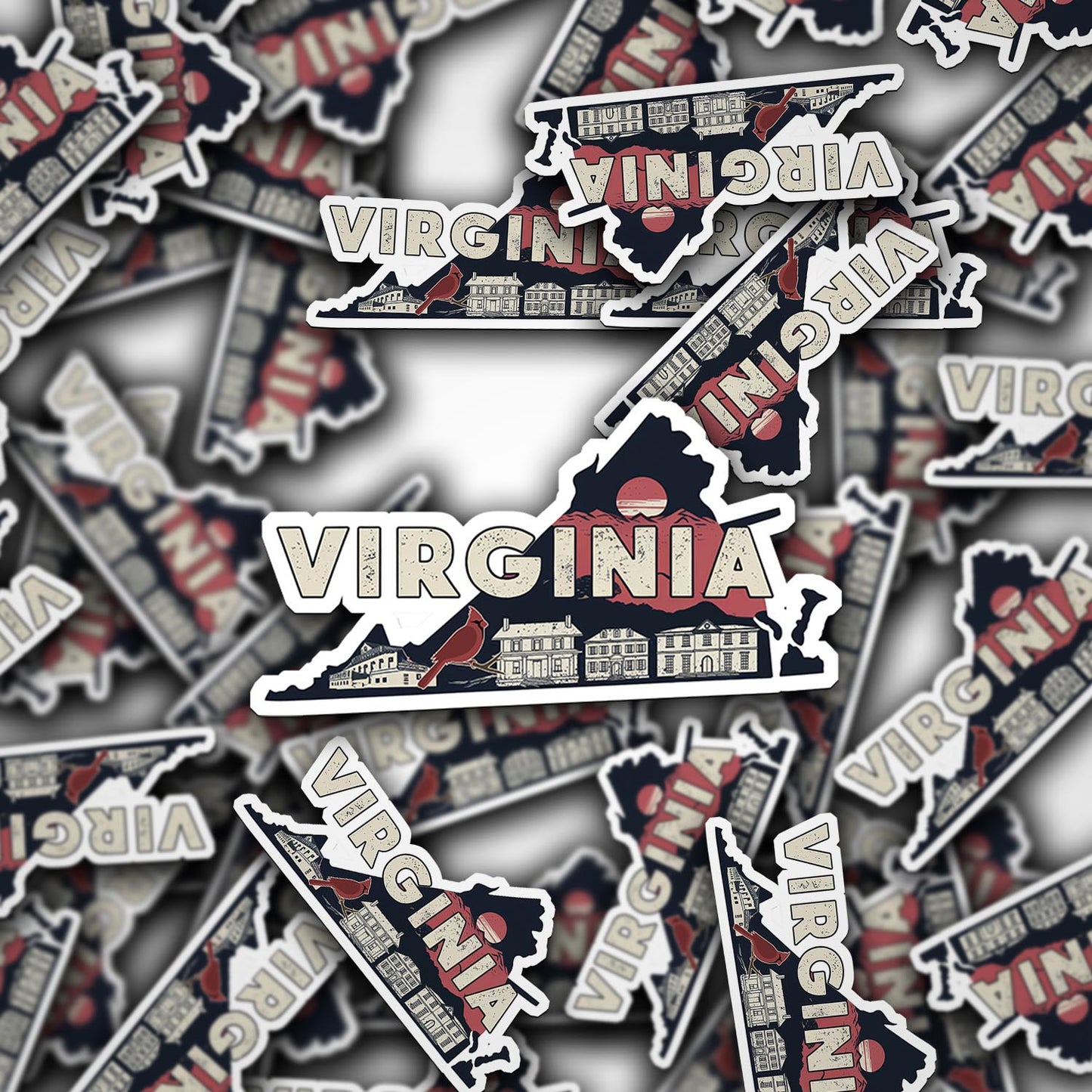 Retro Vinyl State Sticker - Virginia