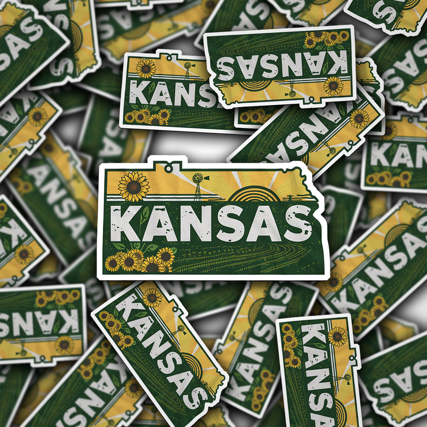 Retro Vinyl State Sticker - Kansas