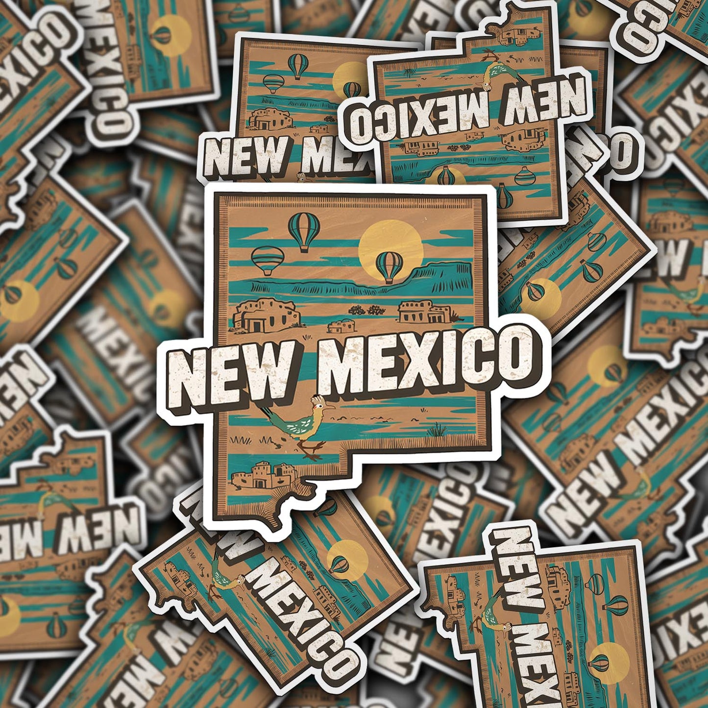 Retro Vinyl State Sticker - New Mexico