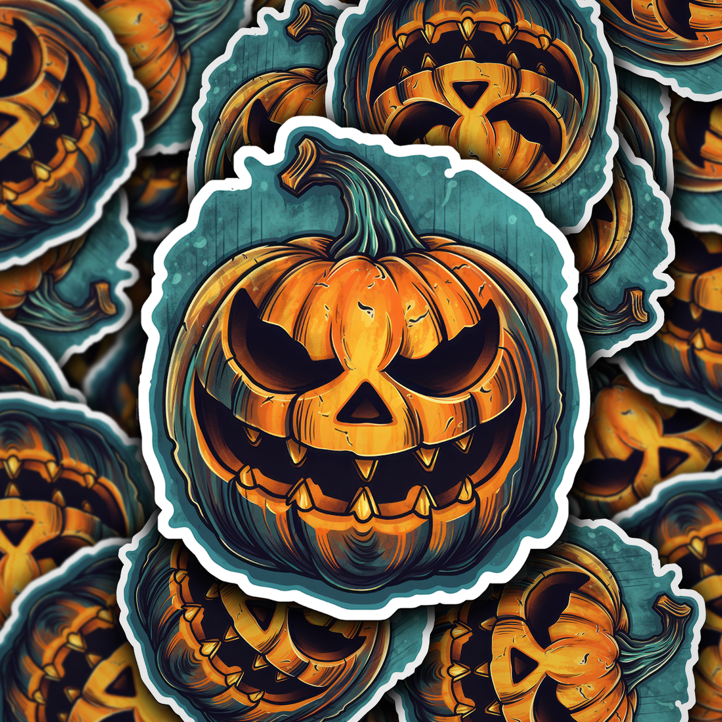 Scary Jack-o'-Lantern Vinyl Sticker - Unleash the Frightful Spirit