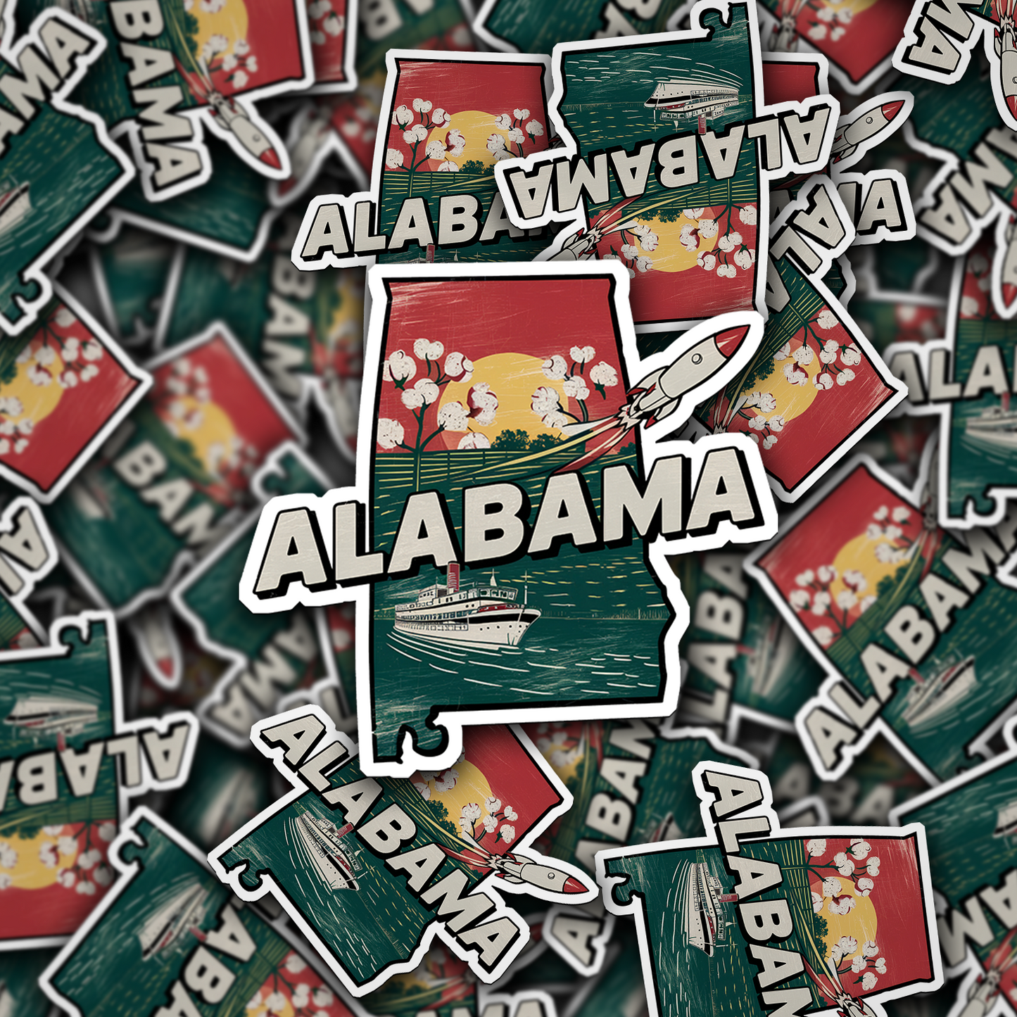 Retro Vinyl State Sticker - Alabama