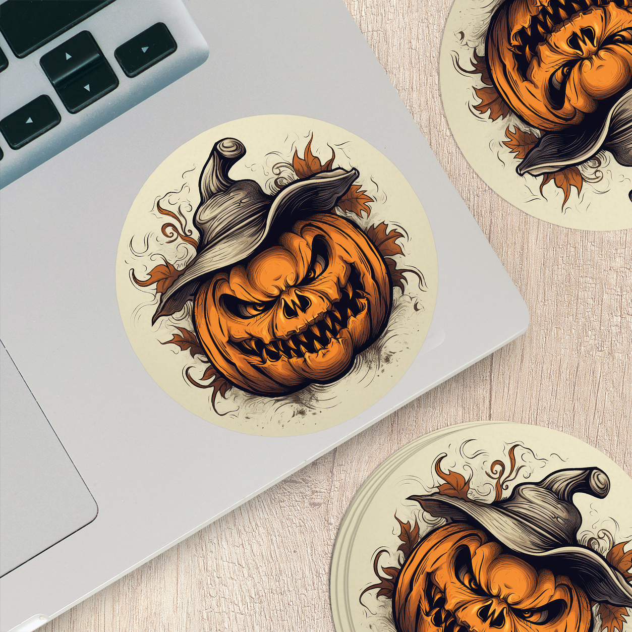 Scary Jack-o'-Lantern Vinyl Sticker - Unleash the Frightful Spirit