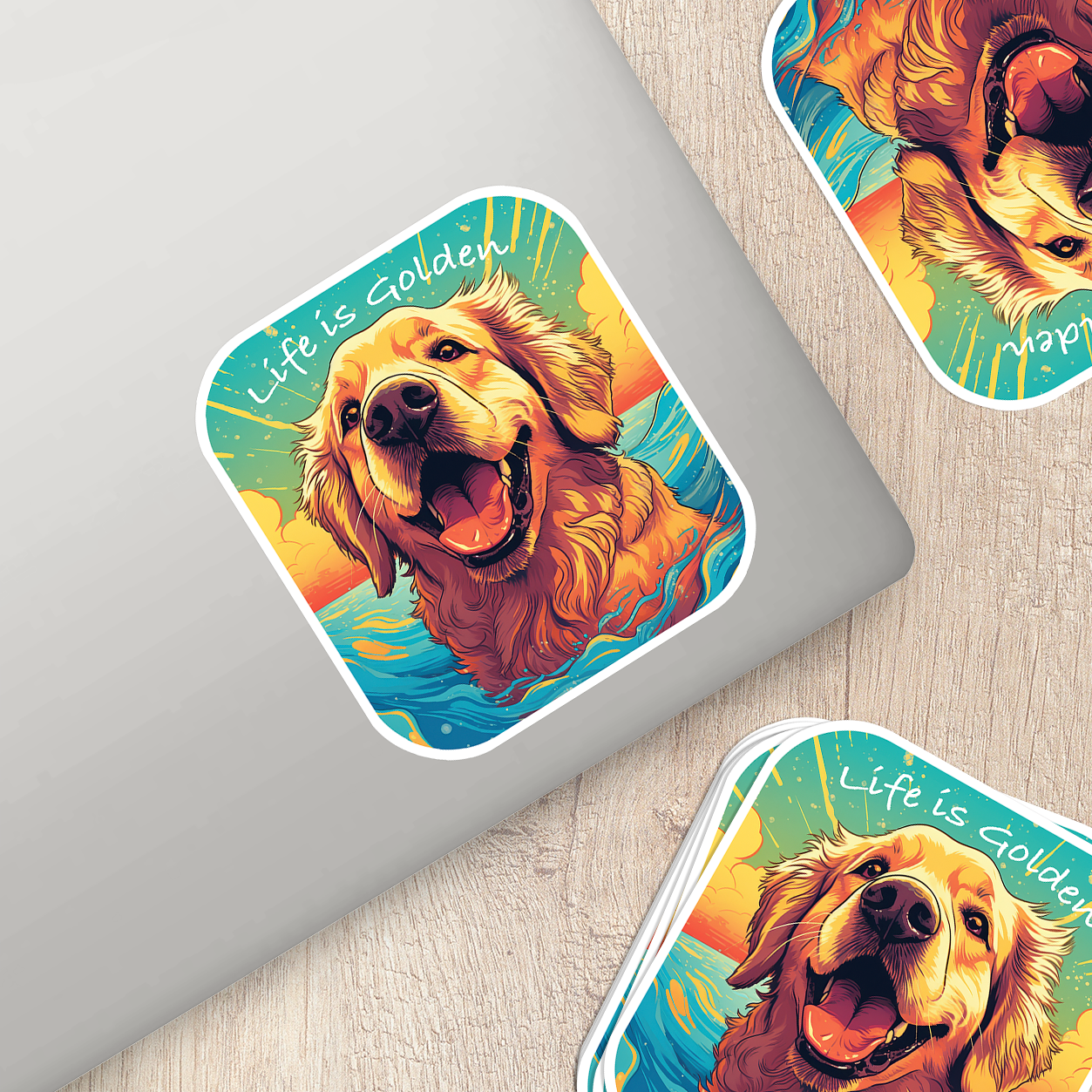 Golden Retriever Vinyl Sticker - Bring Home the Joy of a Golden Friend