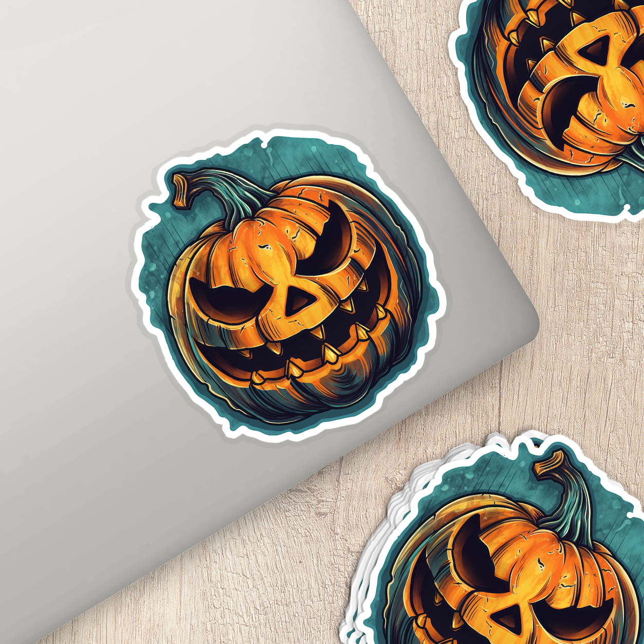 Scary Jack-o'-Lantern Vinyl Sticker - Unleash the Frightful Spirit