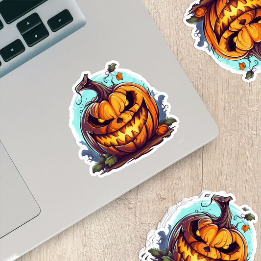 Jack-o'-Lantern Vinyl Sticker - Unleash the Frightful Spirit